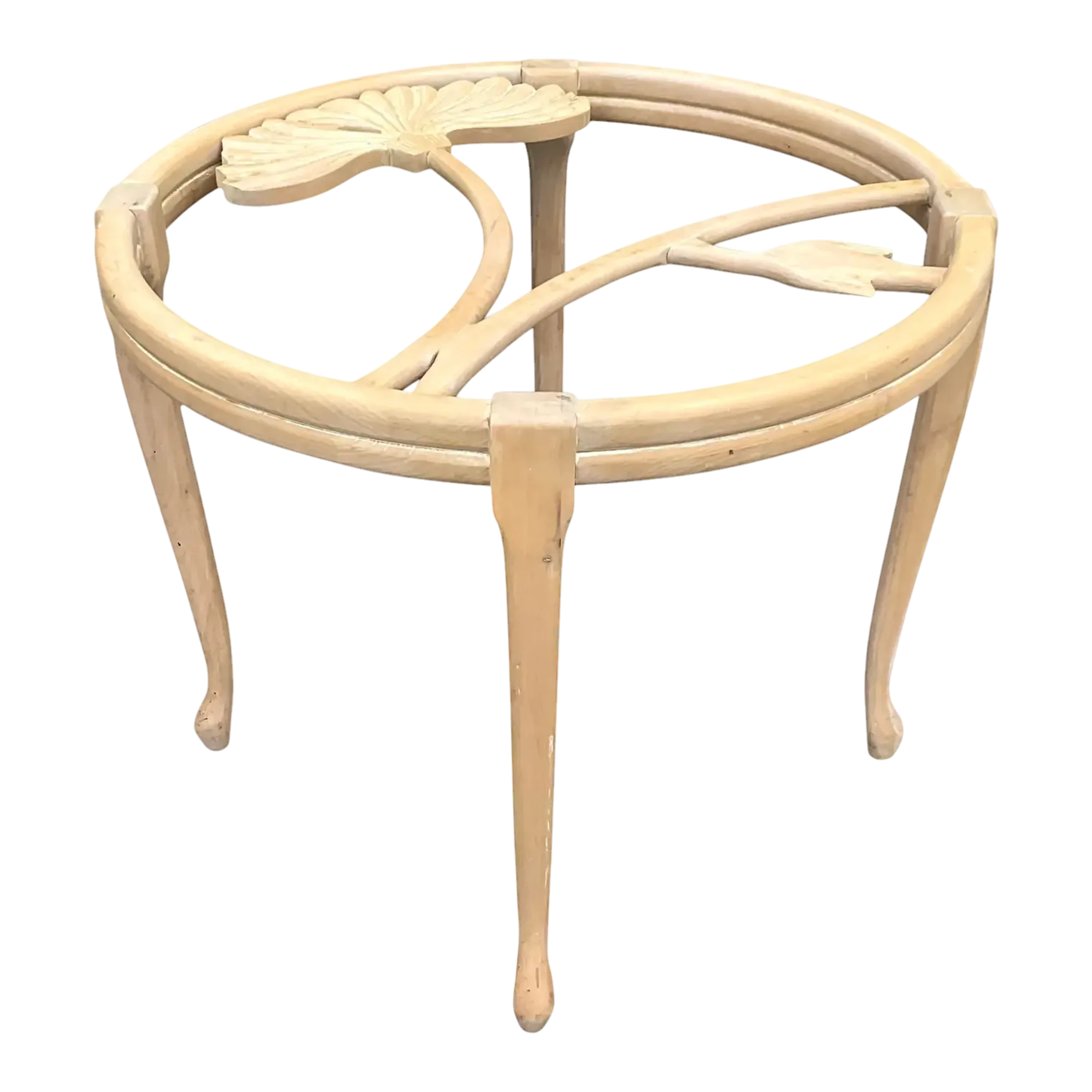 1990s Vintage Coastal Andre Originals Carved Lily Dining Table Pedestal