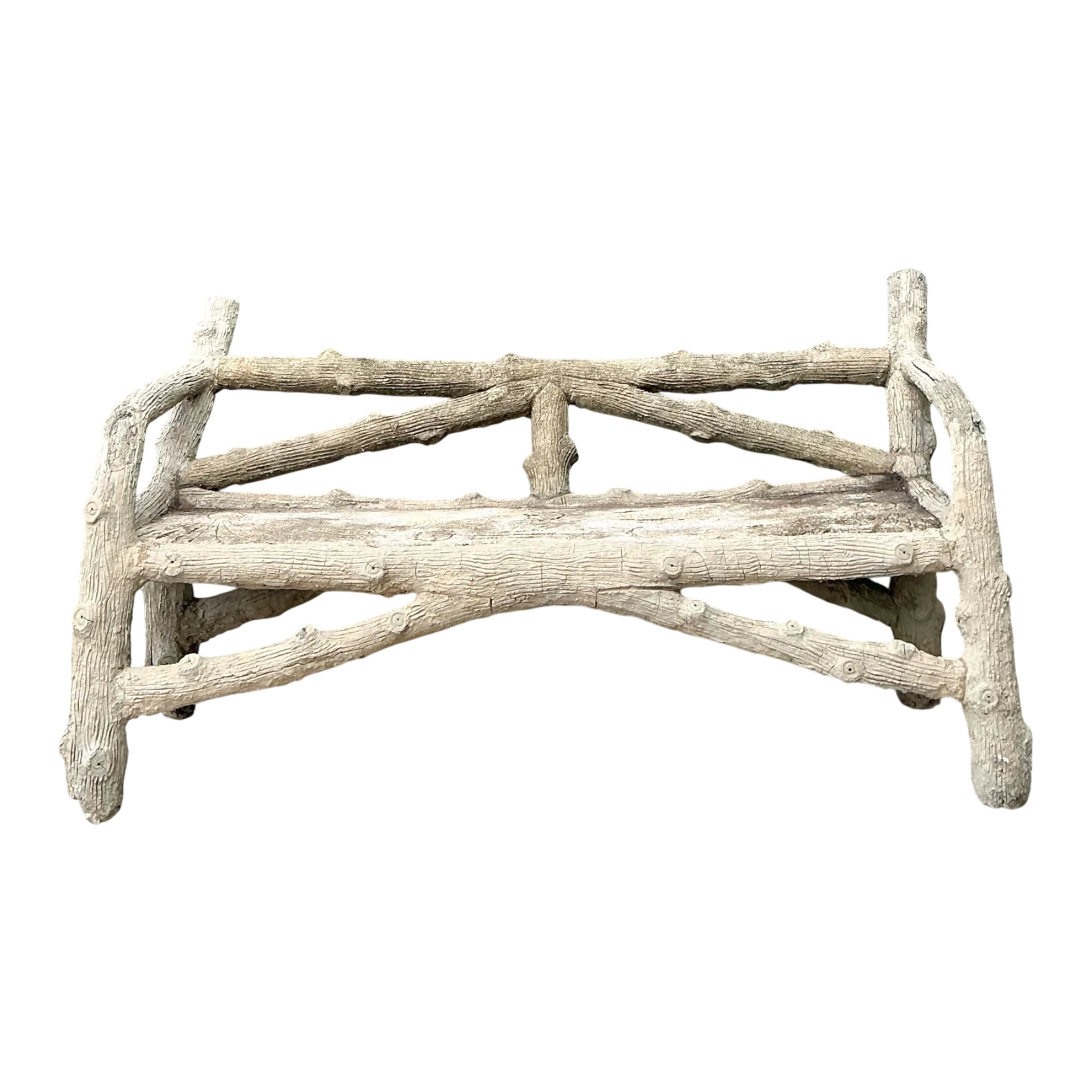 Vintage Faux Bois Concrete Garden Bench