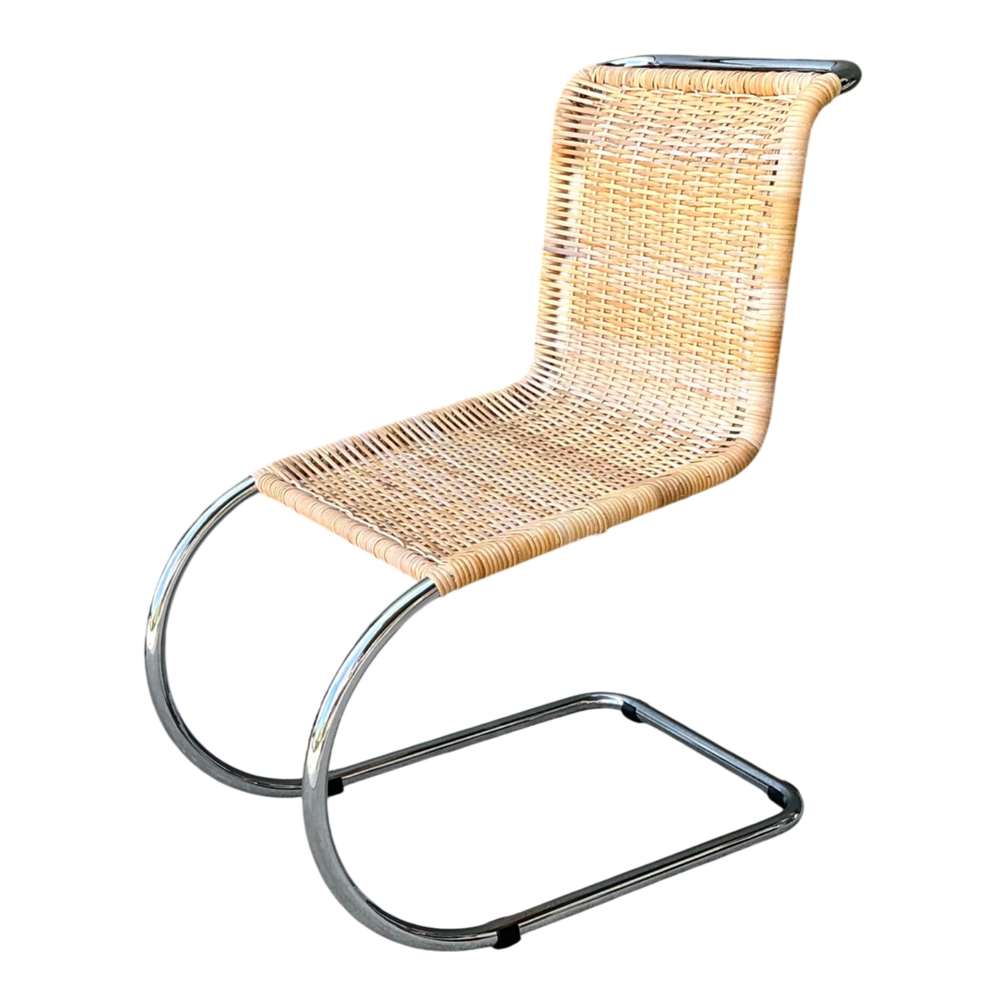 Vintage Mies Van Der Rohe For Knoll Cantilevered Chrome And Rattan MR Chair