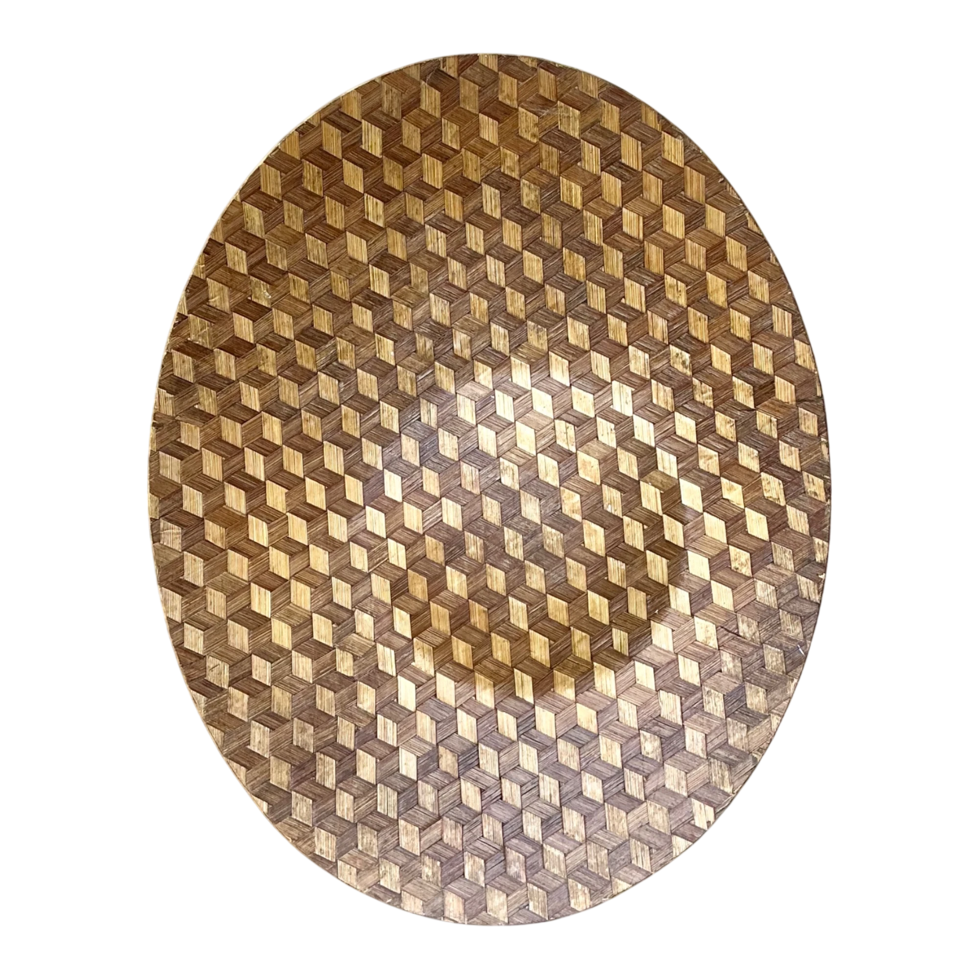 Vintage Geometric Wood Inlay Tray — additional photo 1