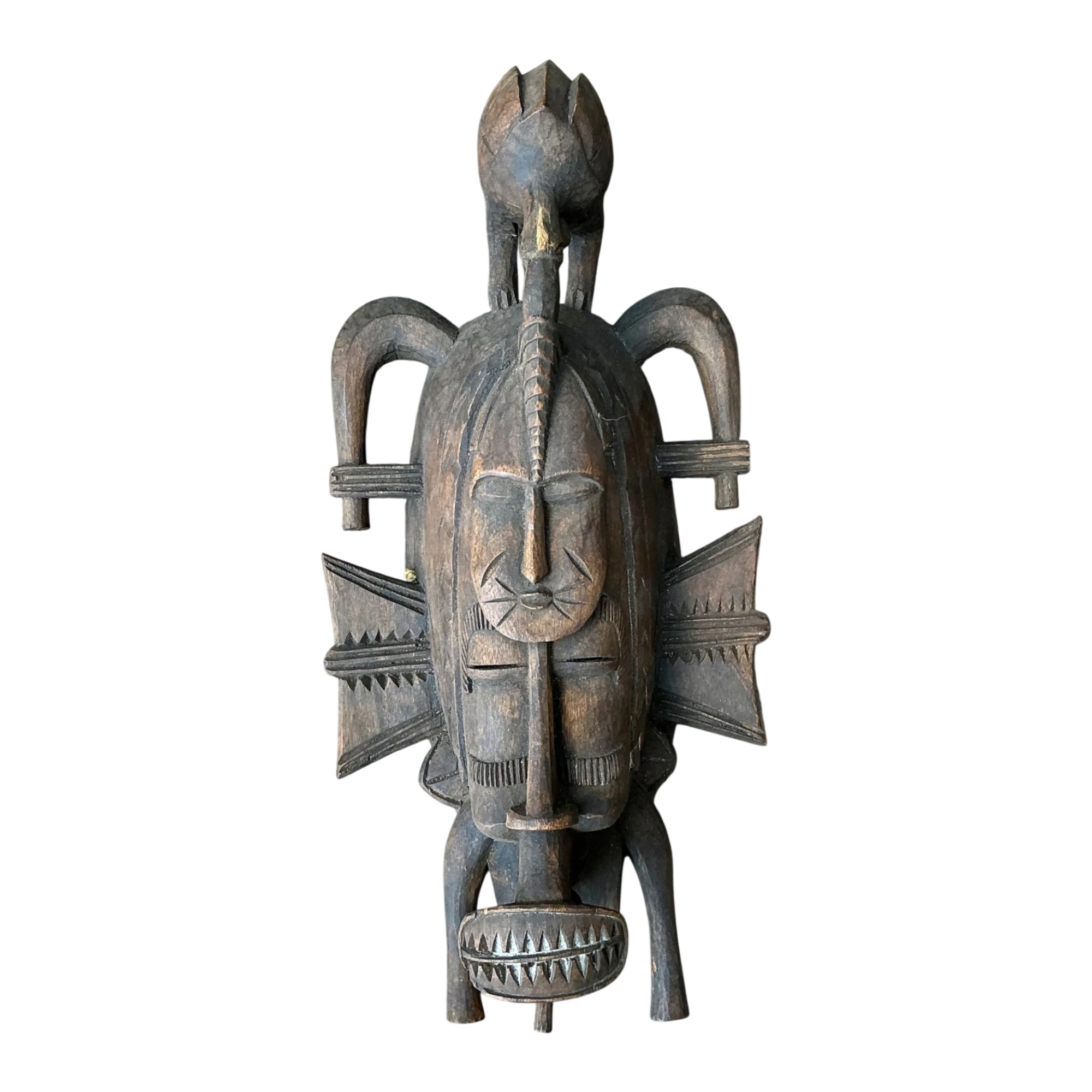 Vintage Tribal Carved Wood Mask — additional photo 1