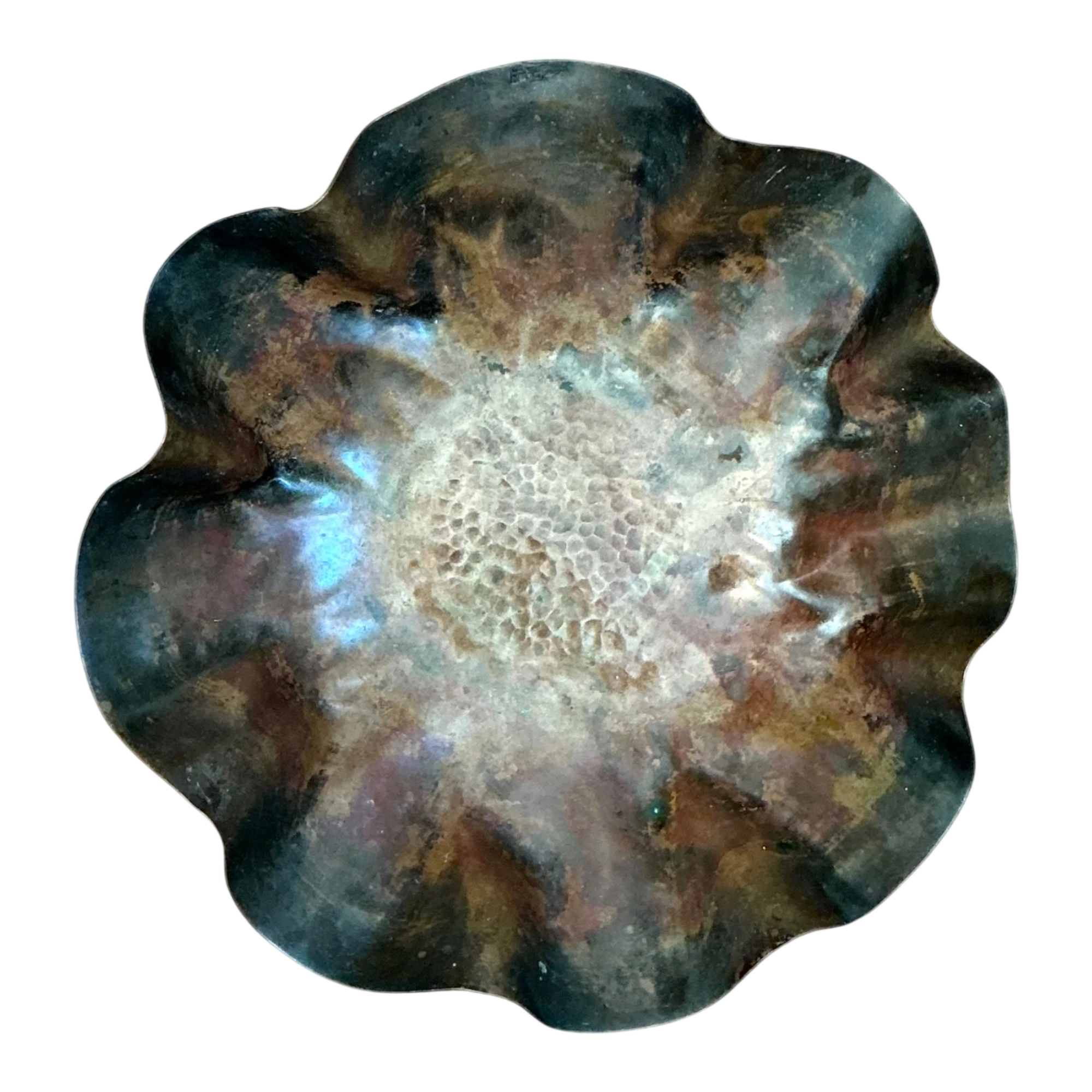 Vintage Scalloped Copper Decorative Bowl — additional photo 1
