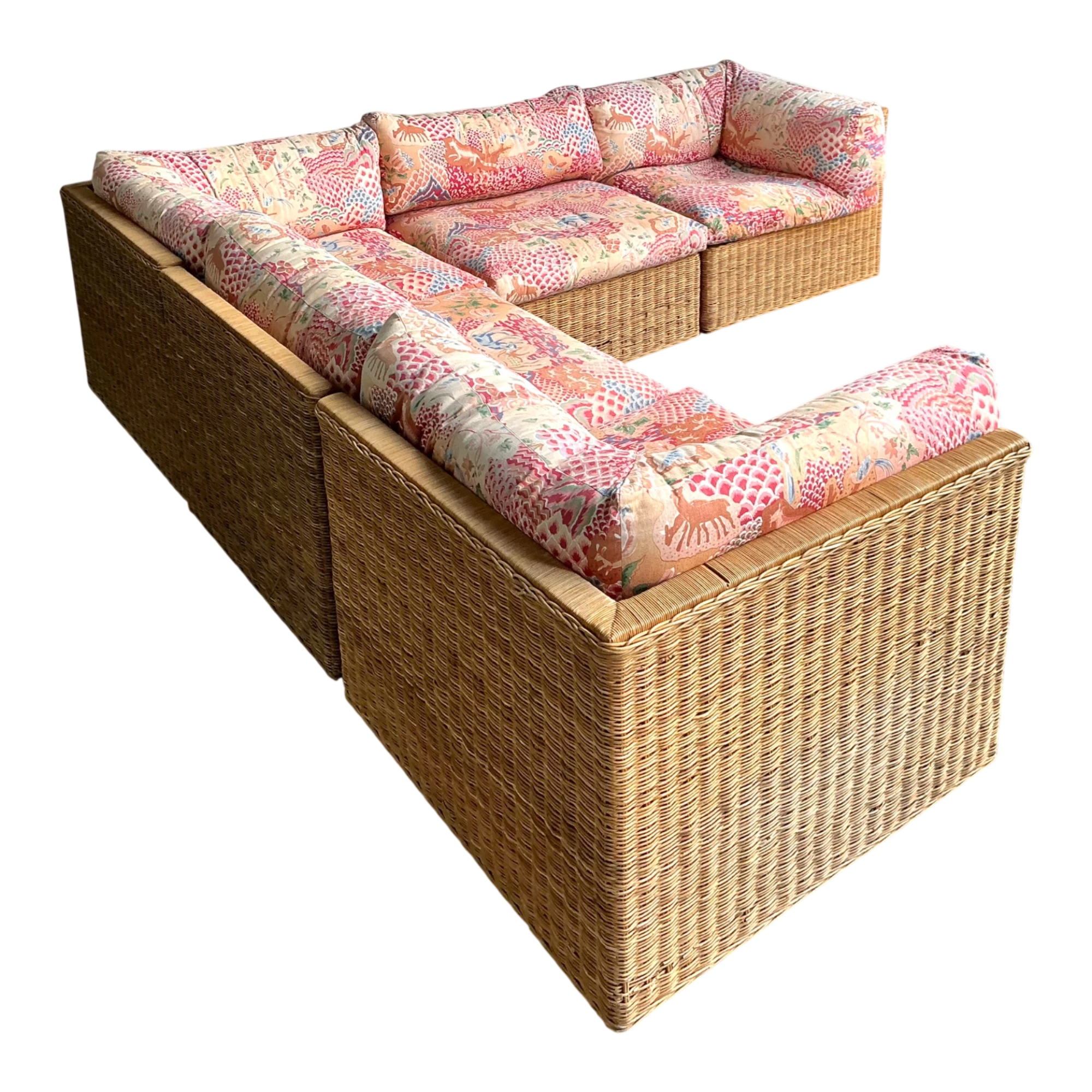 Vintage Woven Rattan Sectional Sofa — additional photo 1