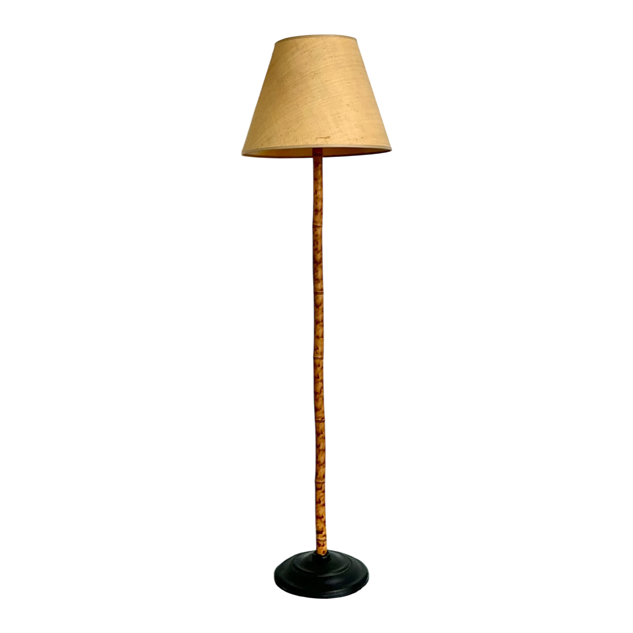 Vintage Bamboo Floor Lamp with Seagrass Shade — additional photo 1
