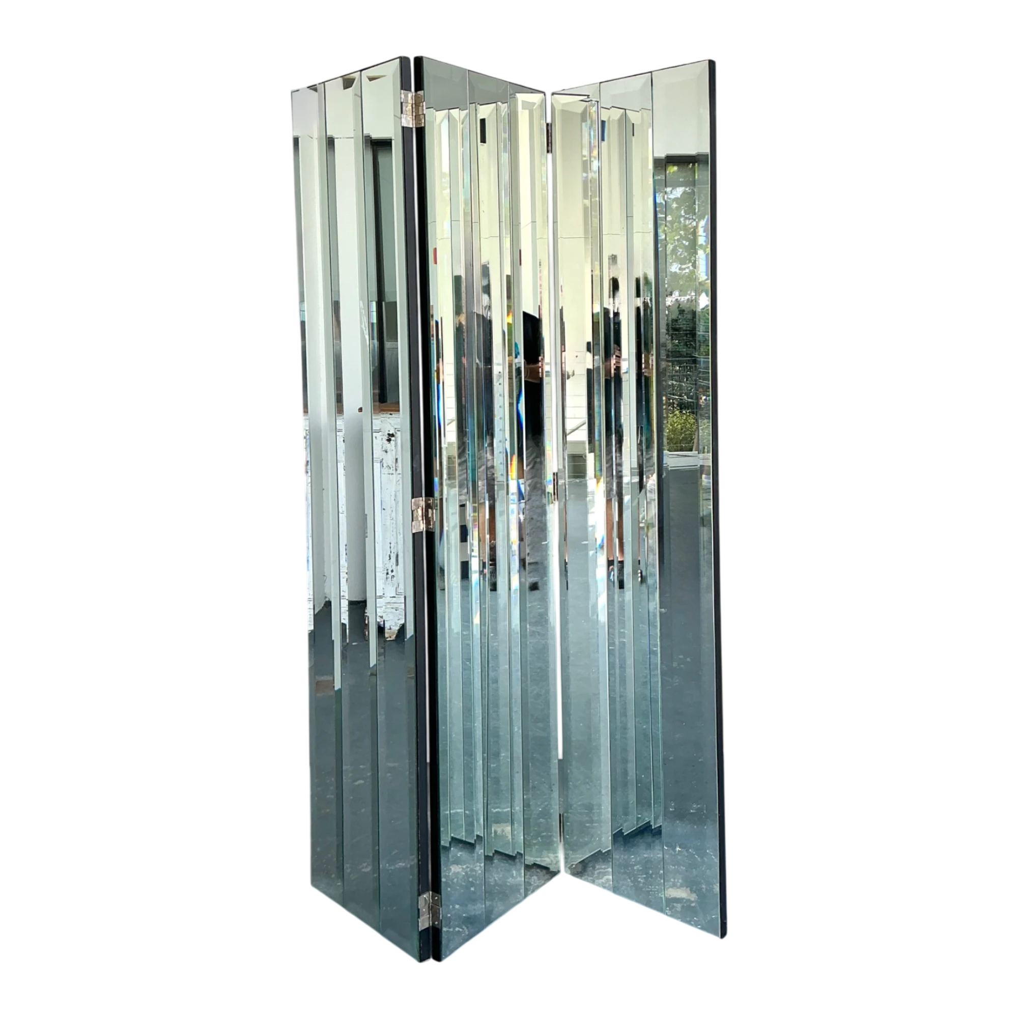 Vintage Beveled Mirrored Folding Screen — additional photo 1