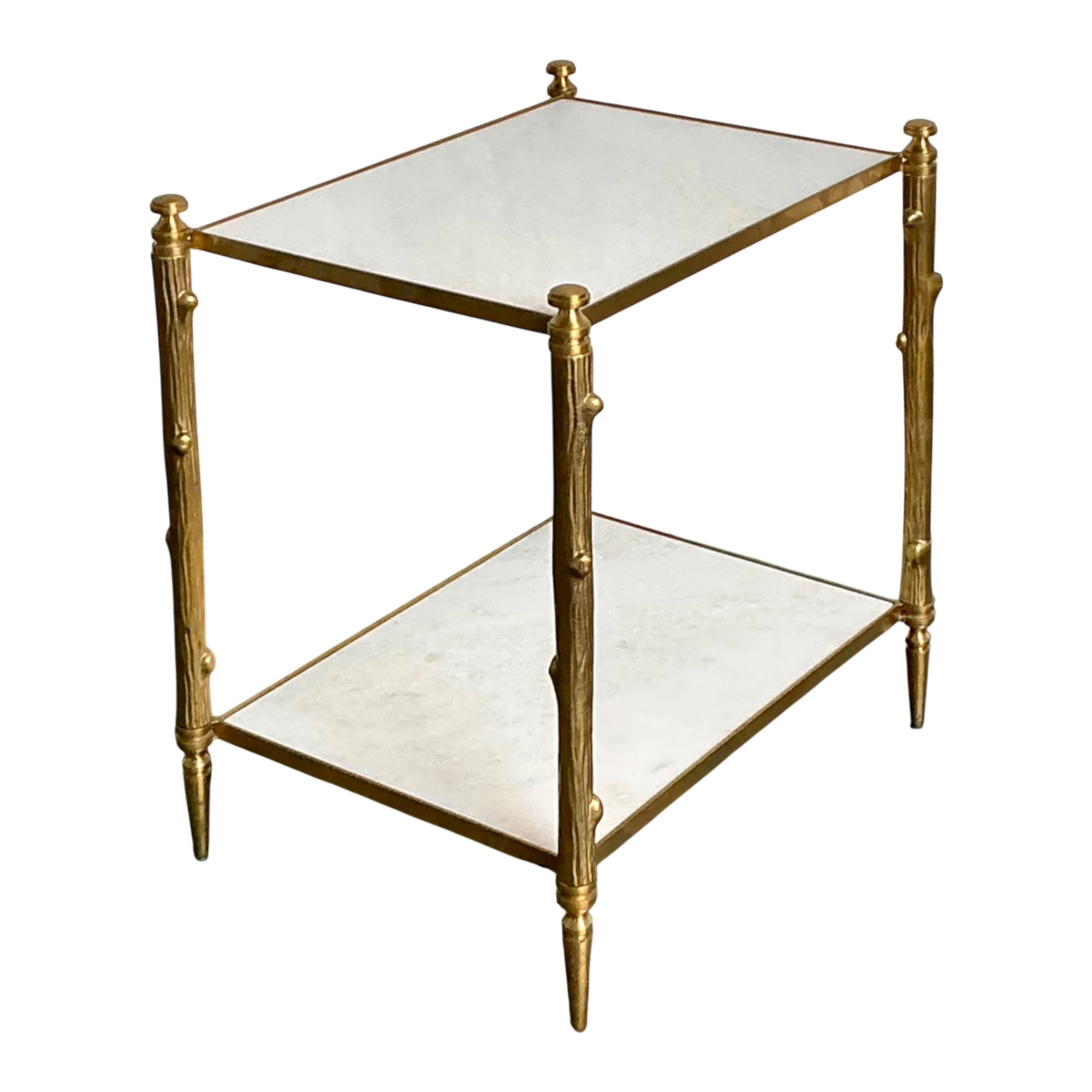 Vintage Brass Faux Bois Two-Tier Table — additional photo 1