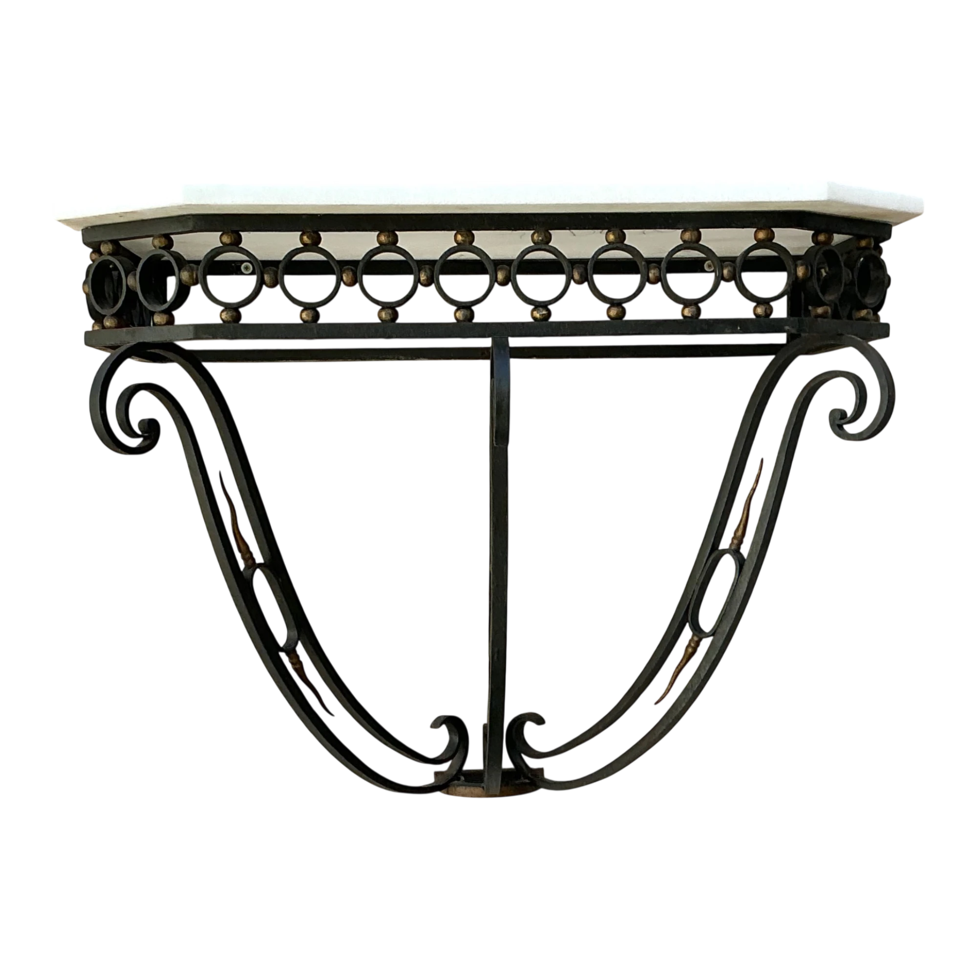 Vintage Scrolled Iron Wall Console After Royere — additional photo 1
