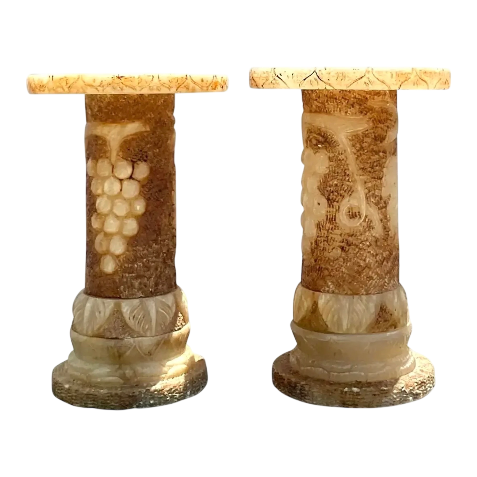 Vintage Italian Carved Alabaster Pedestals - A Pair — additional photo 1