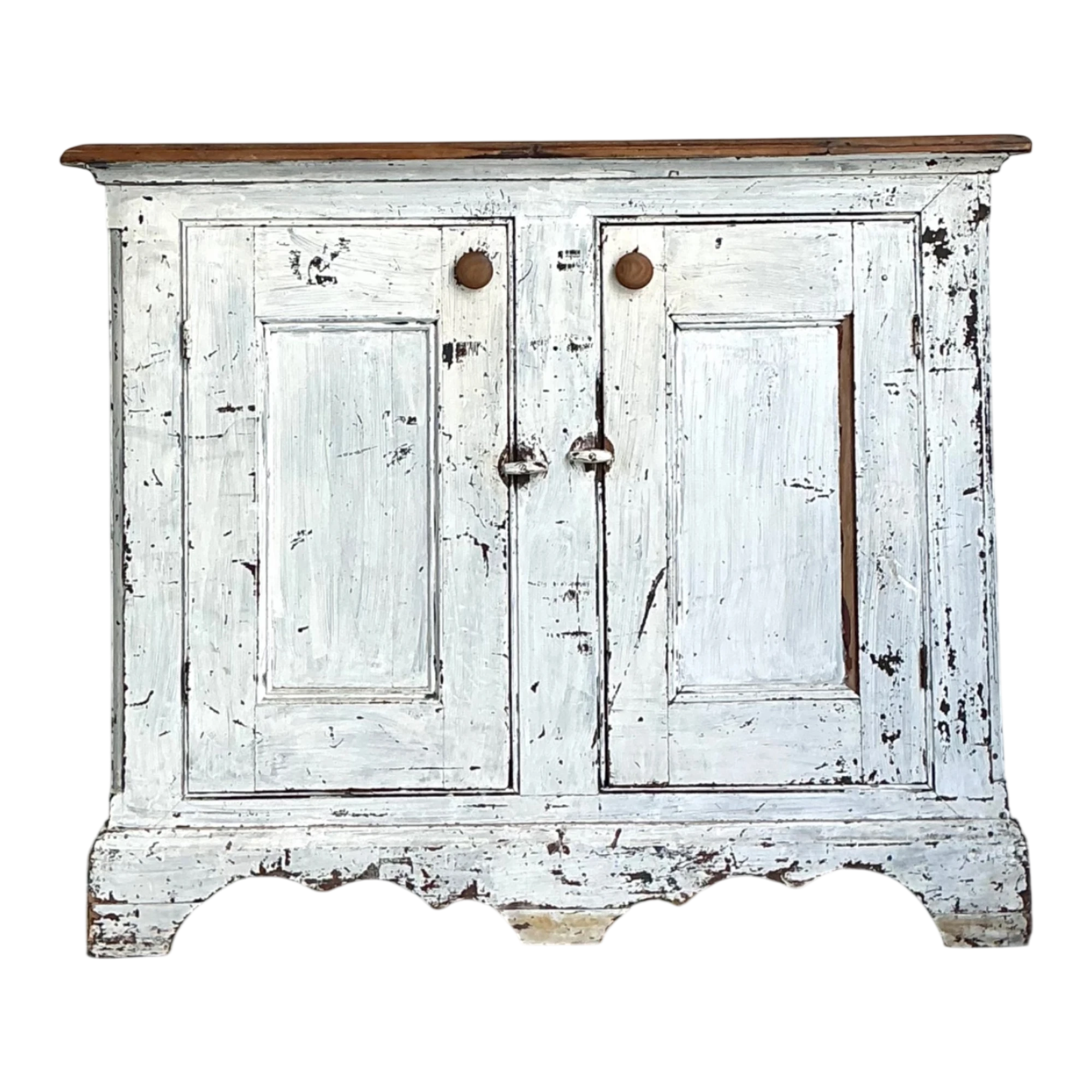 Antique White Distressed Wooden Primitive Sideboard — additional photo 1