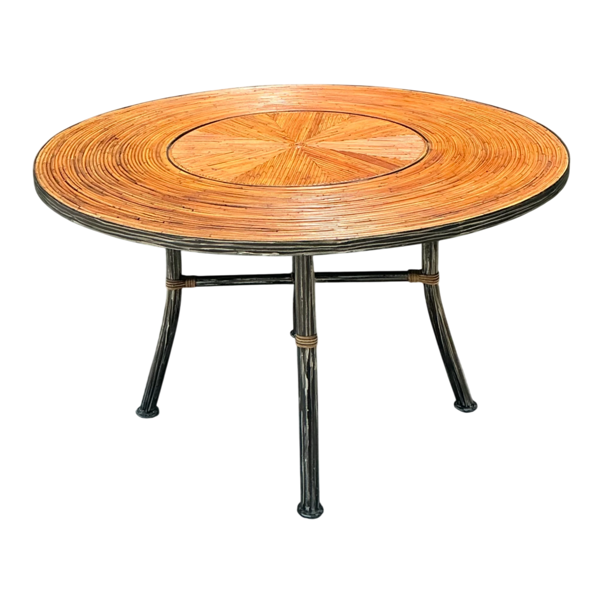 Vintage Pencil Reed and Metal Dining Table — additional photo 1