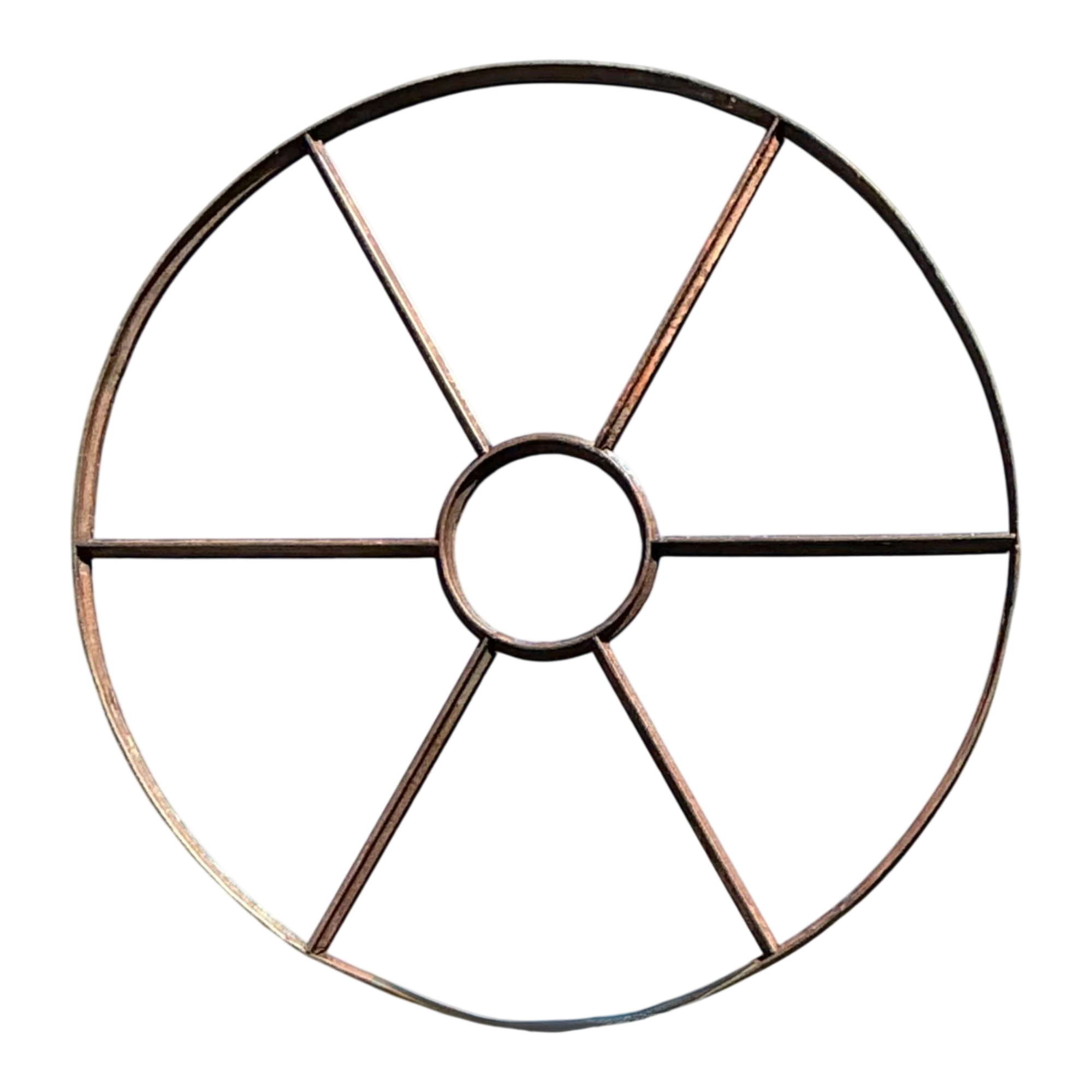 Vintage Wrought Iron Round Windowpane Mirror — additional photo 1