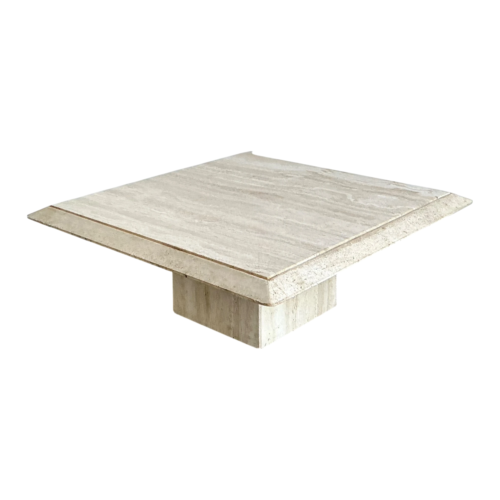 Vintage Italian Stone International Travertine Pedestal Coffee Table — additional photo 1