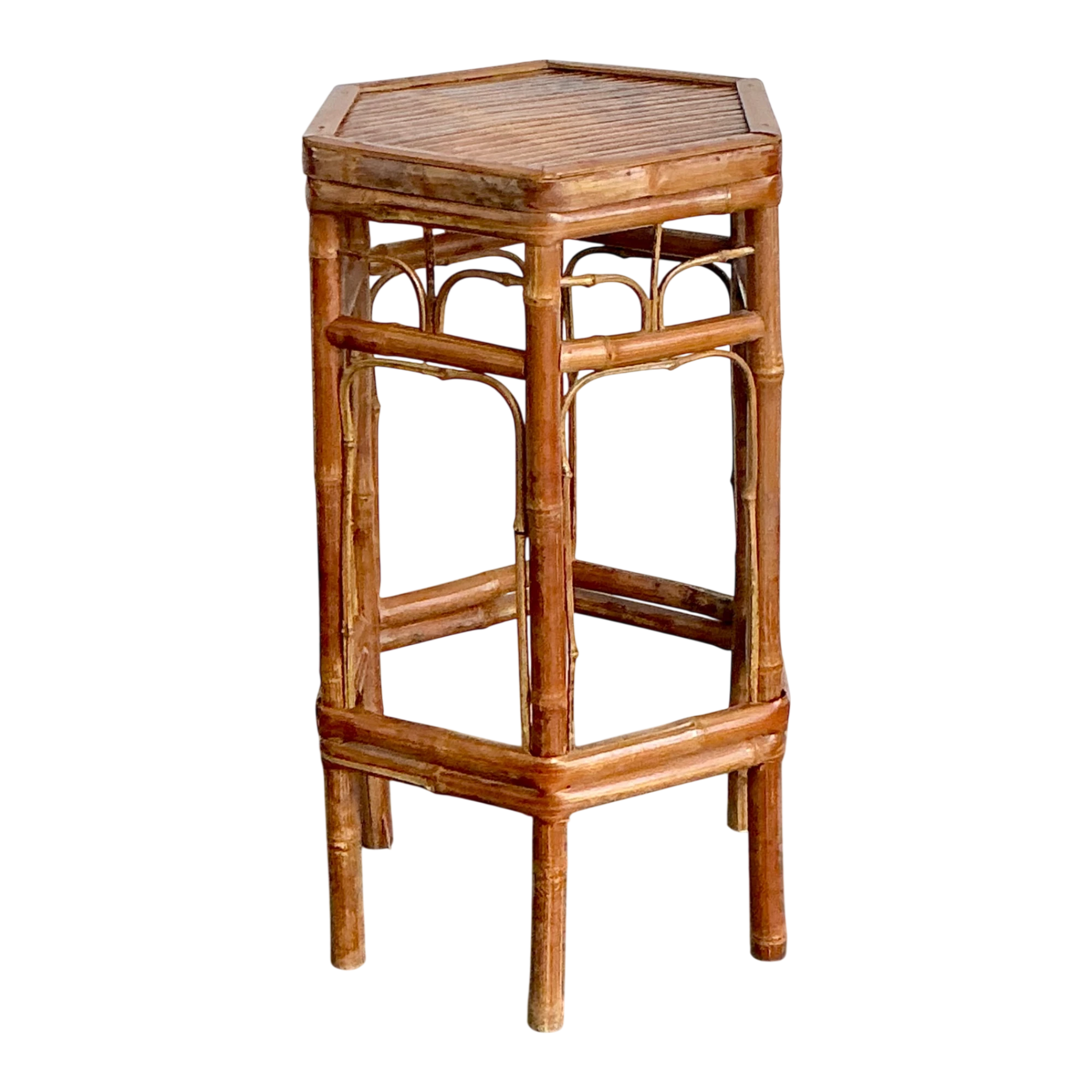 Vintage Bamboo Hexagonal Plant Stand — additional photo 1