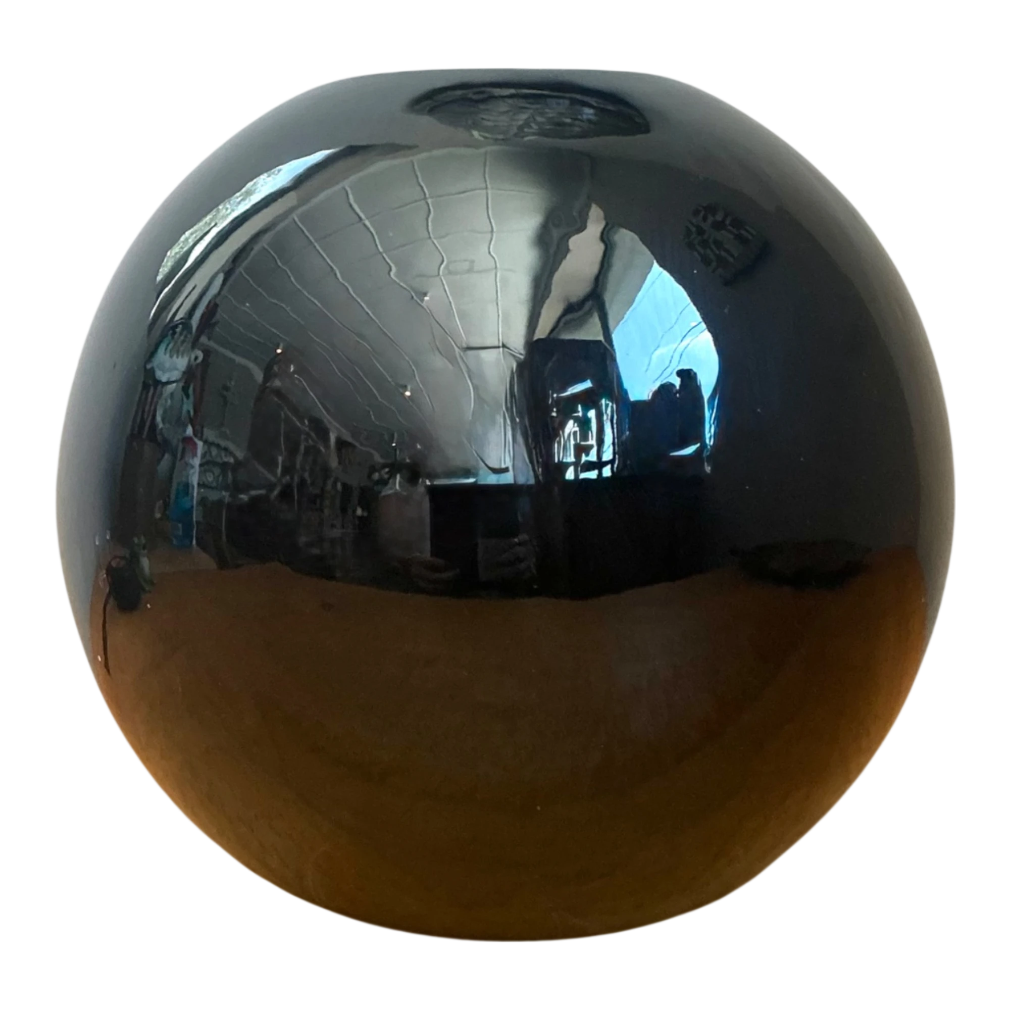 Vintage Black Ceramic Sphere Vase — additional photo 1