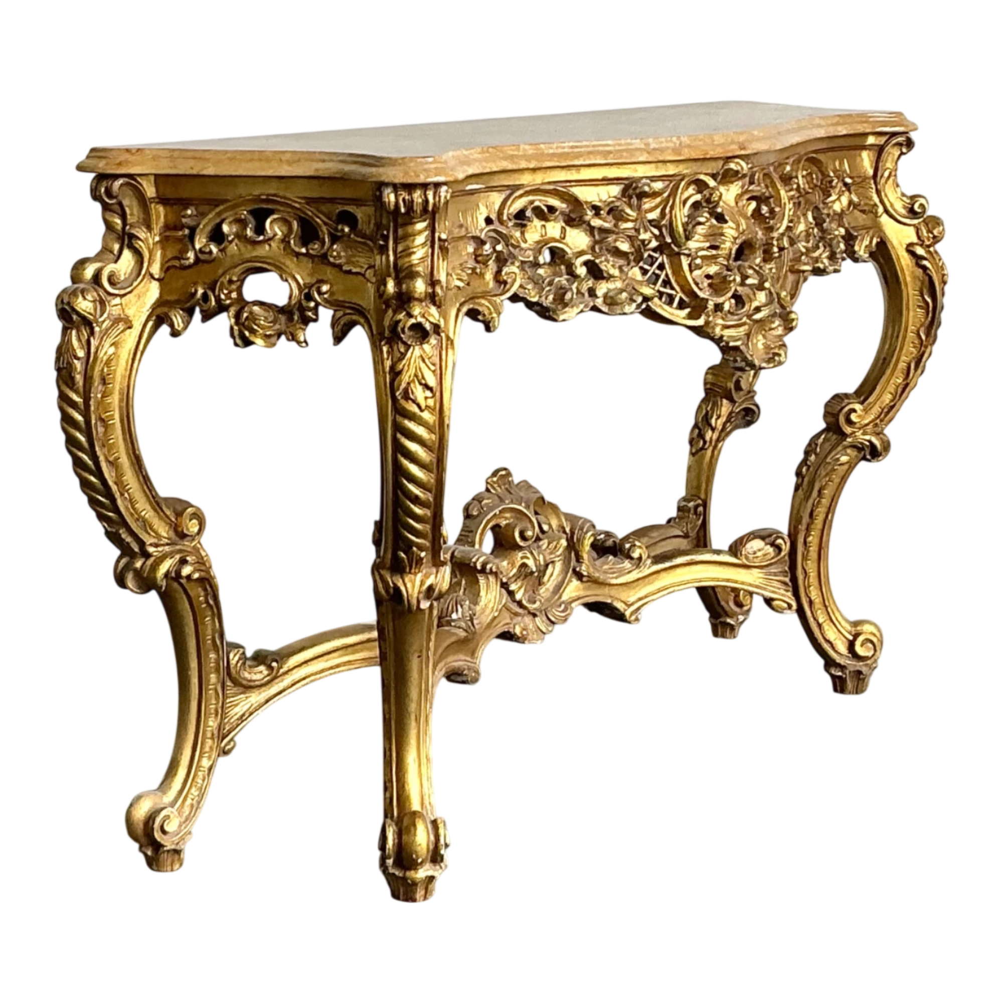 Antique Giltwood Rococo Style Console Marble Top Table — additional photo 1