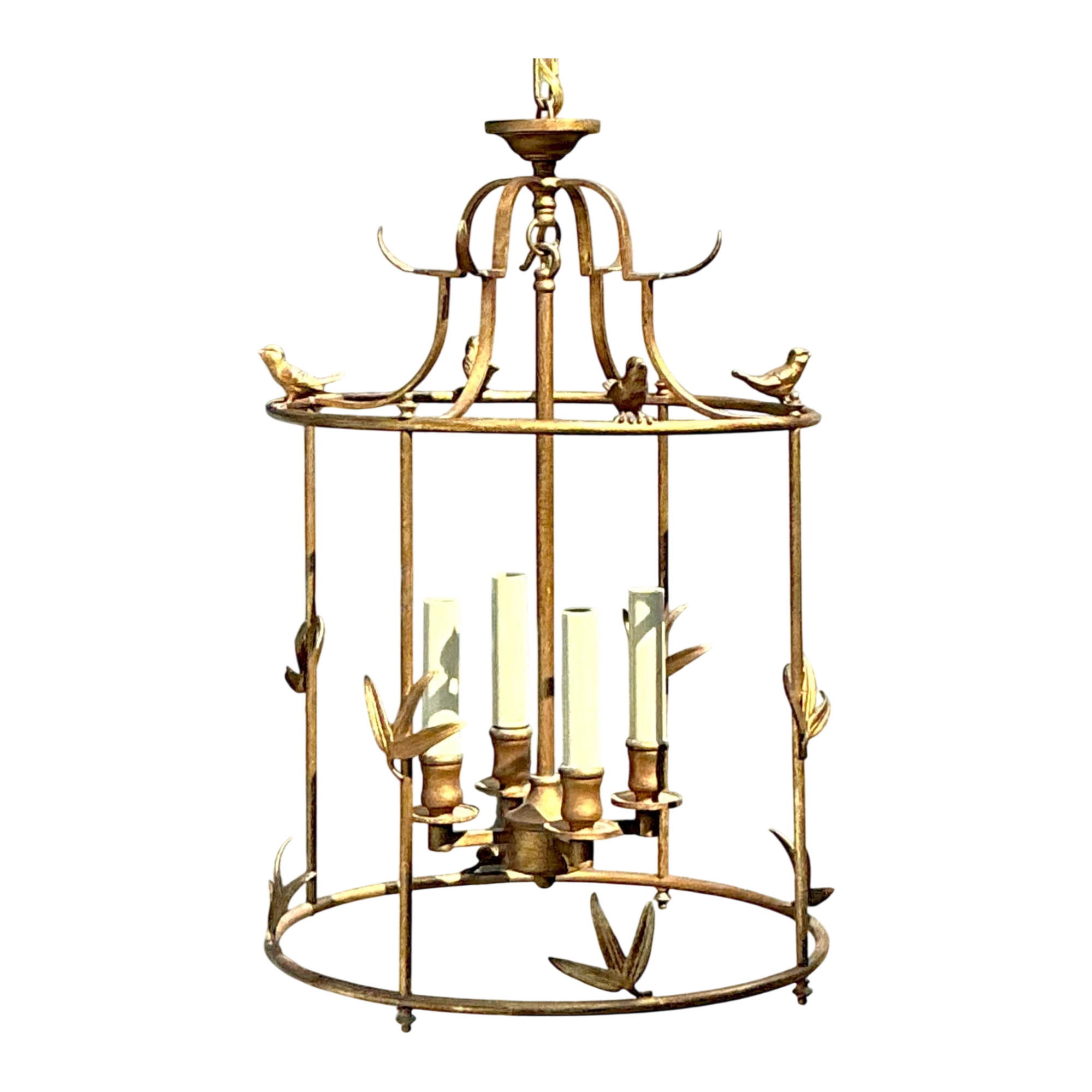 Vintage E.F. Chapman Diego Gilt Bird Lantern For Visual Comfort