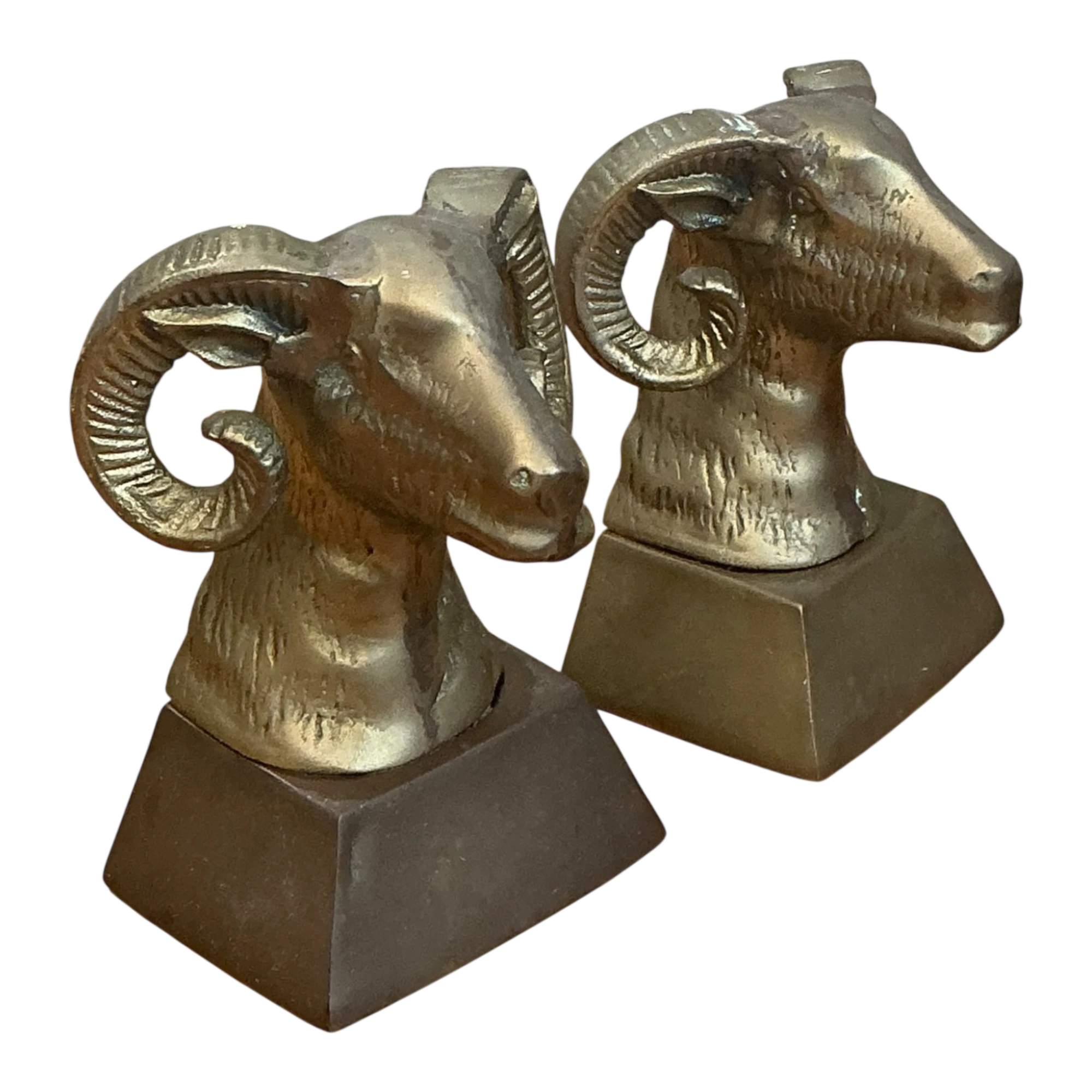 Vintage Brass Ram Bust Bookends - A Pair — additional photo 1