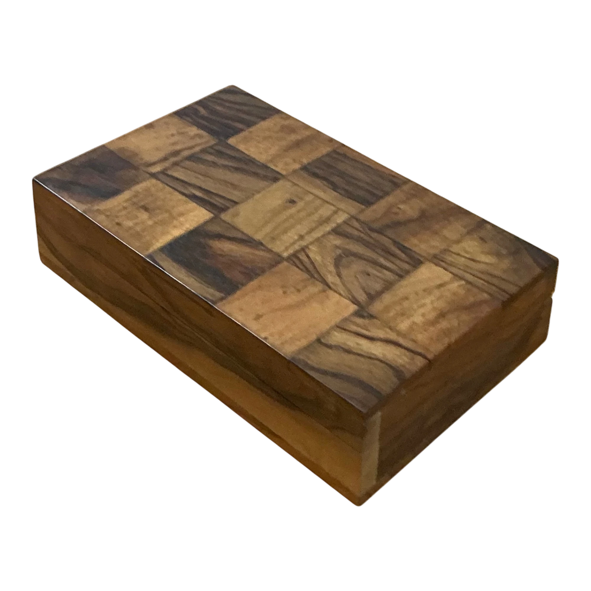 Vintage Checkered Wood Decorative Box — additional photo 1