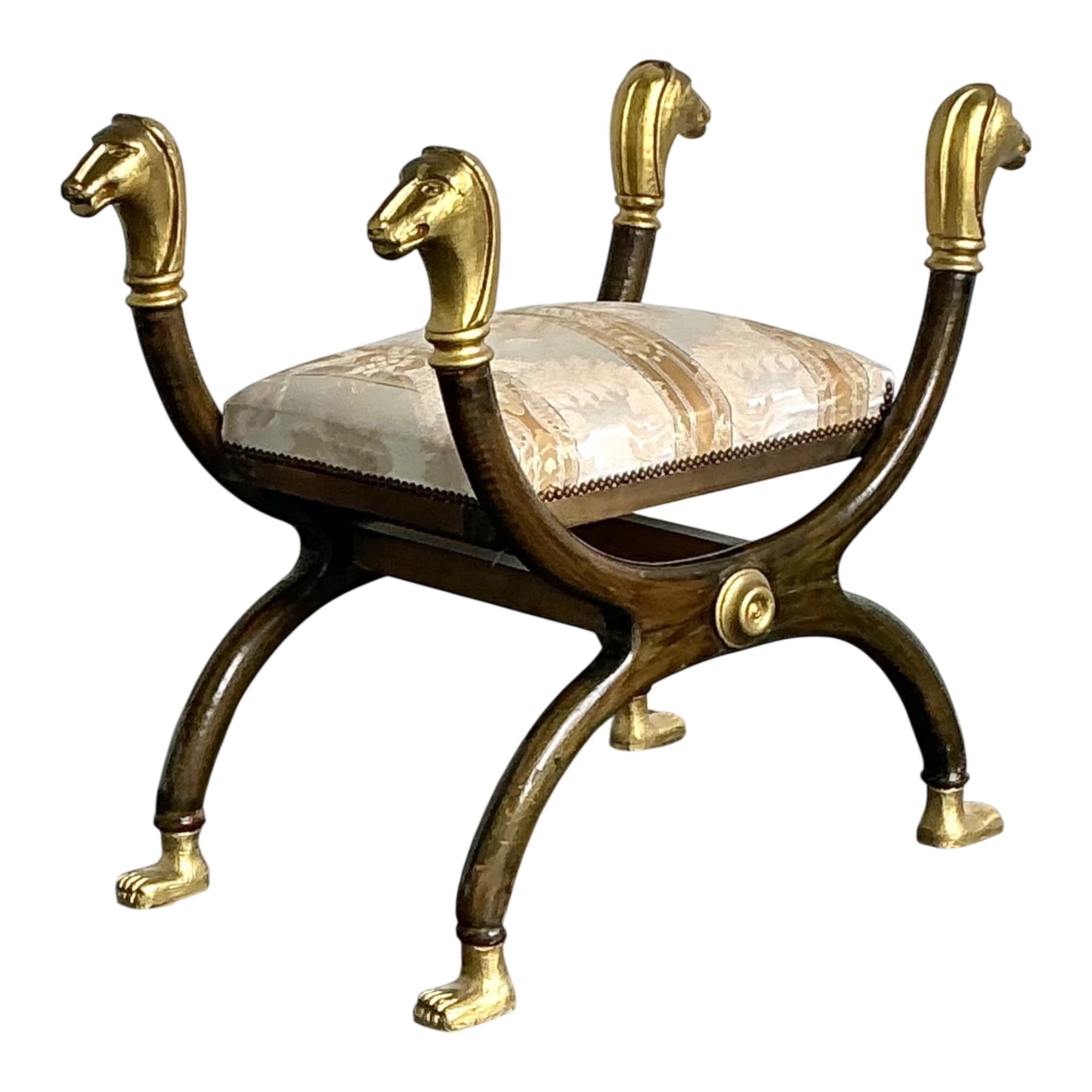 Vintage Egyptian Revival Gilt Ram’s Head Curule Seat — additional photo 1