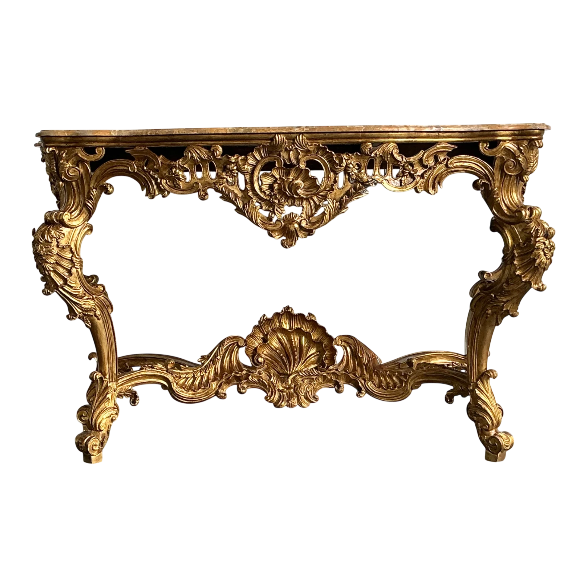 Antique Rococo Giltwood Console with Marble Top — additional photo 1