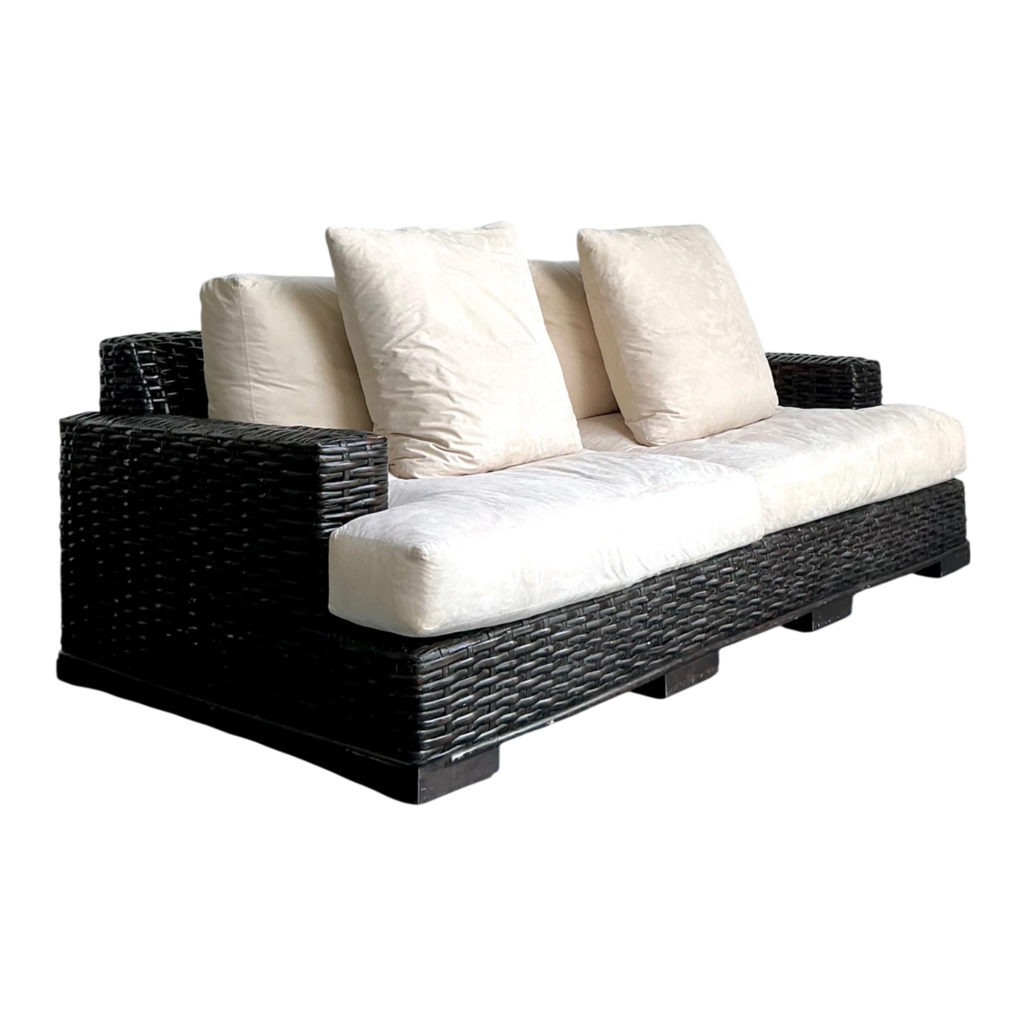Vintage Ralph Lauren Woven Rattan Three-Seat Sofa