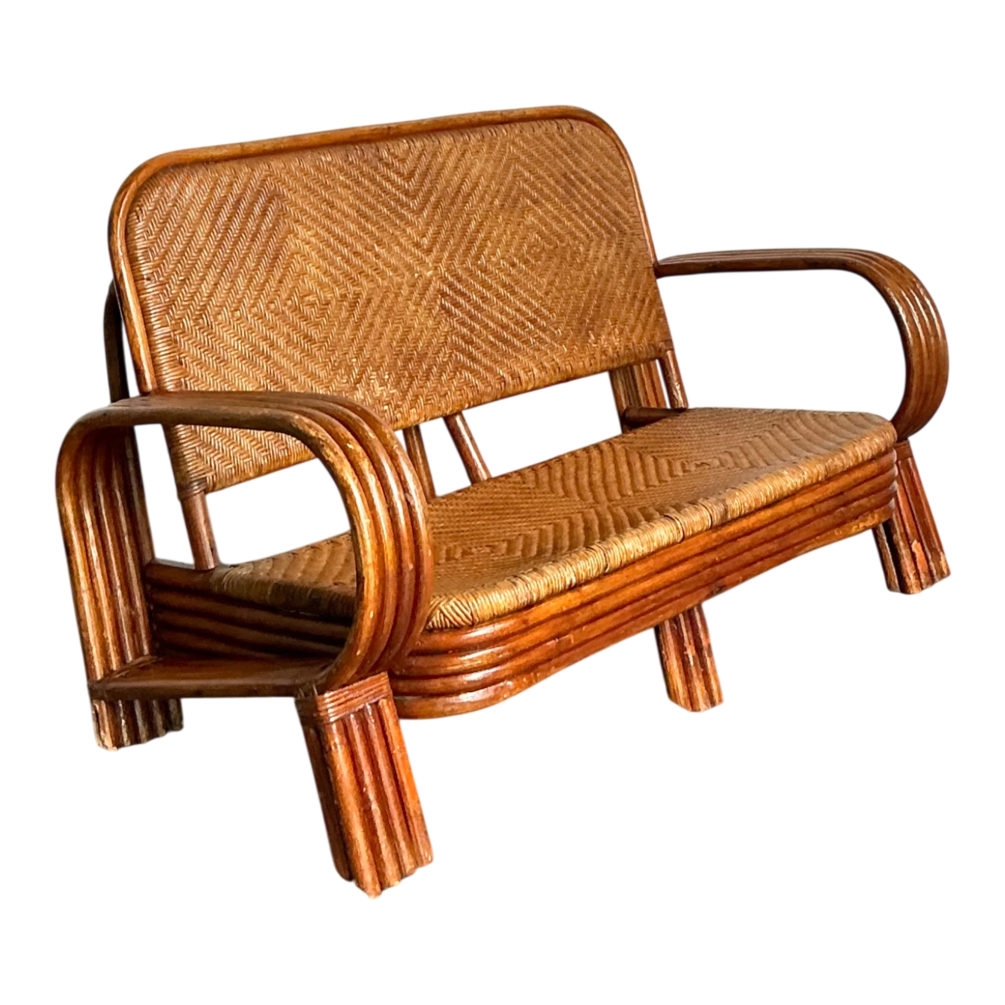 Vintage Woven Rattan Loveseat — additional photo 1