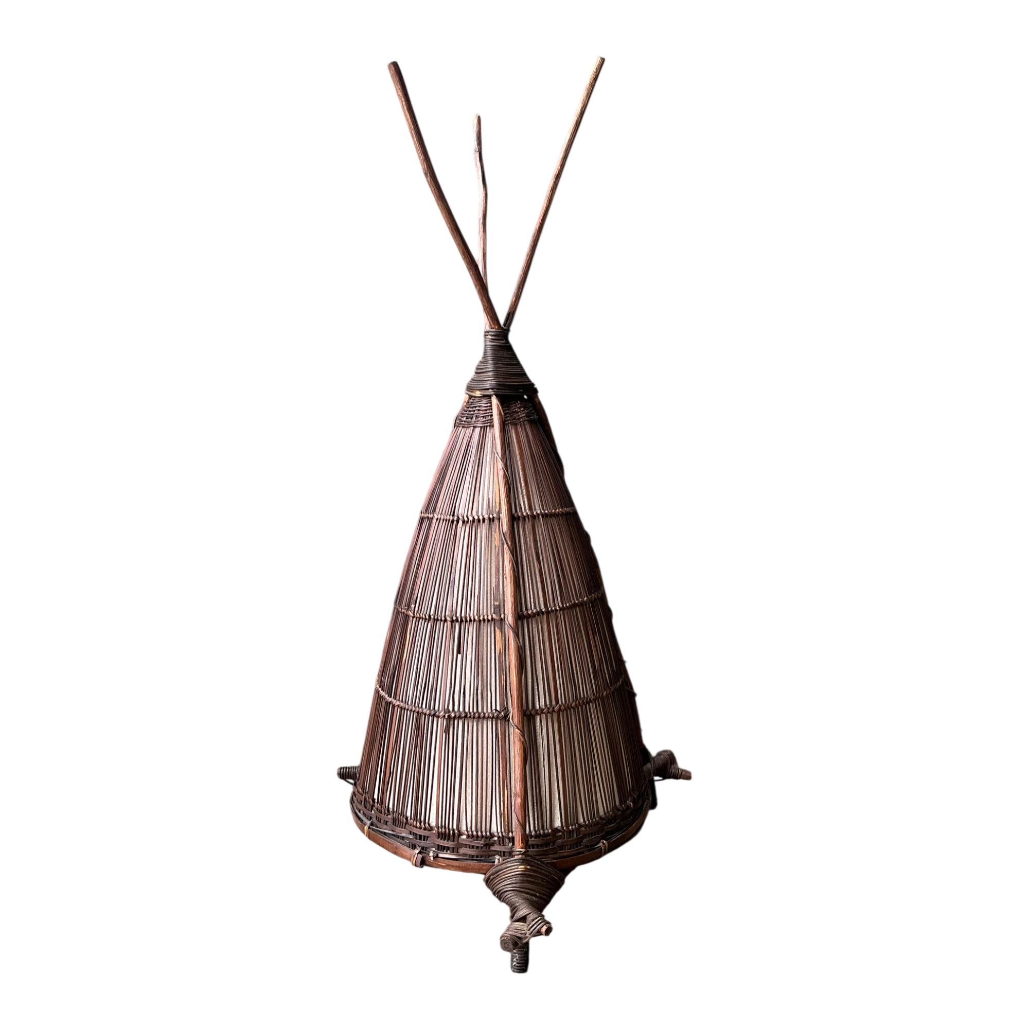 Vintage Japanese Woven Reed Lamp — additional photo 1