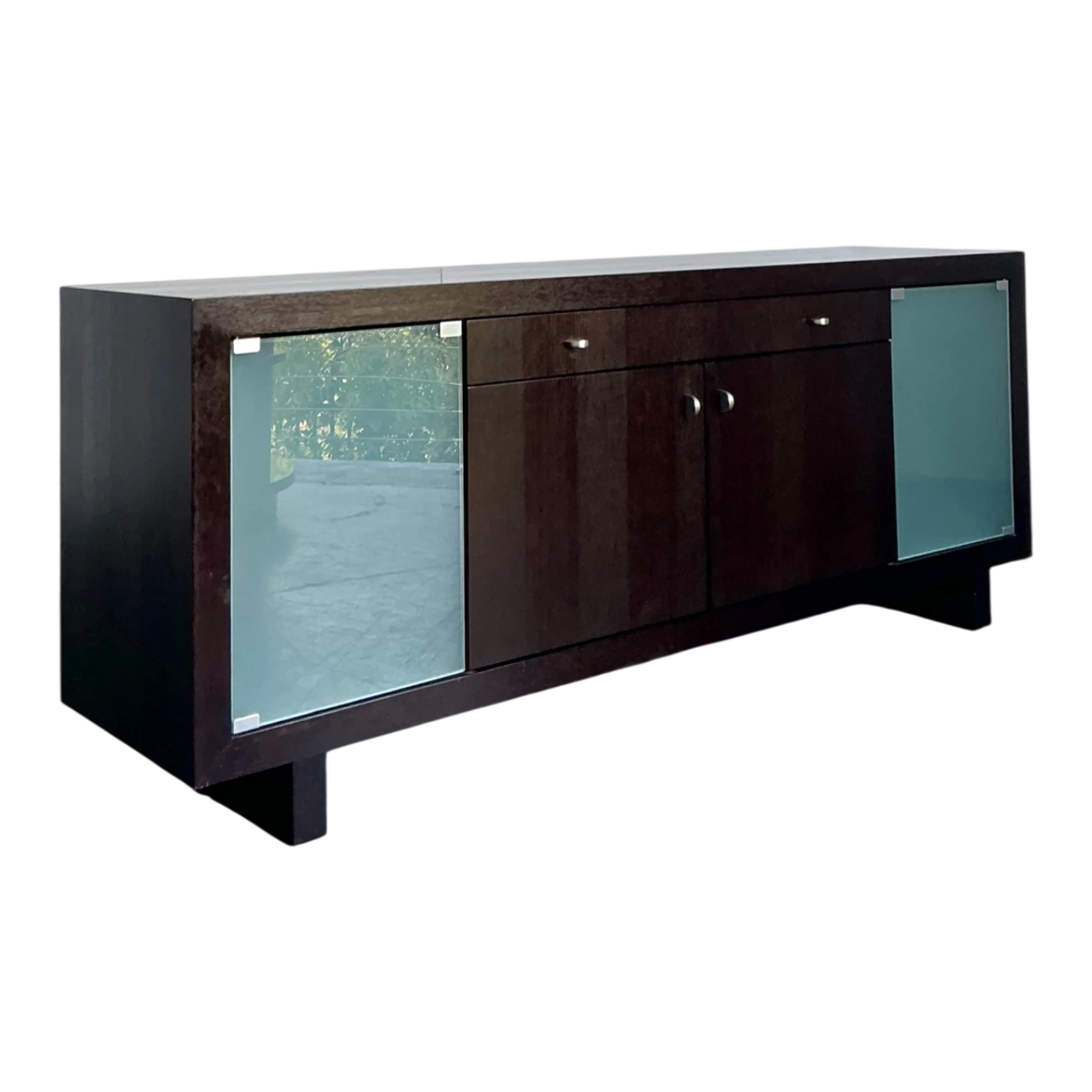 Vintage Frosted Glass Door Ebony Sideboard — additional photo 1