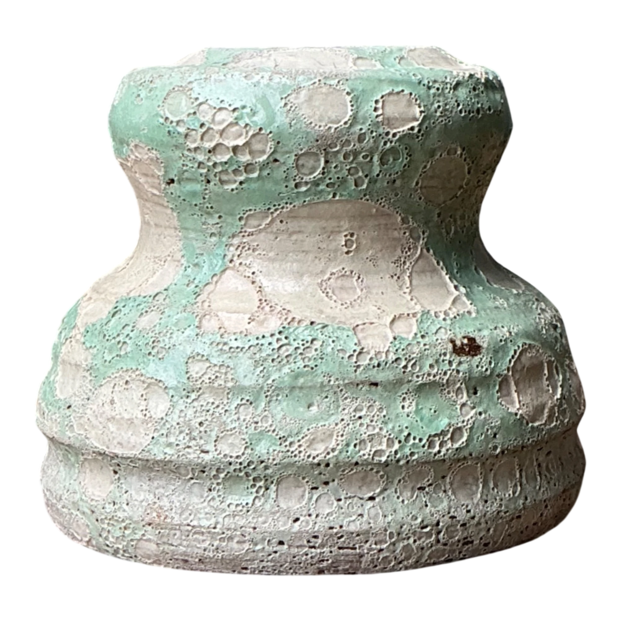 Vintage Textured Green Ceramic Vase — additional photo 1