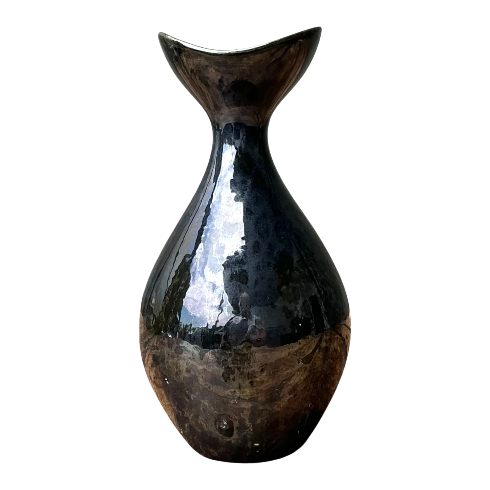 Vintage Black Glazed Ceramic Vase — additional photo 1