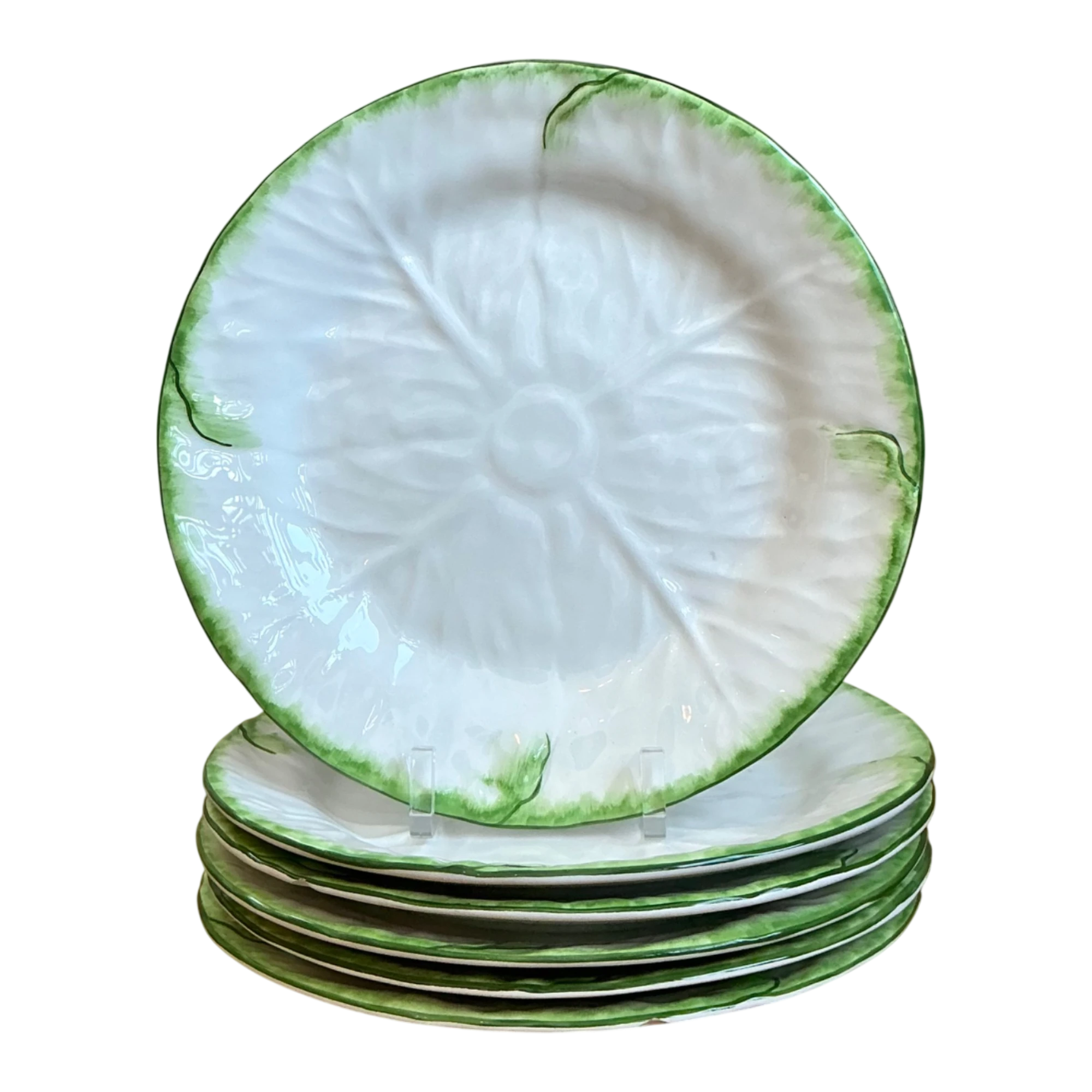 Set of 6 Vintage Tiffany and Co Ceramiche Cabbage Leaf Plates