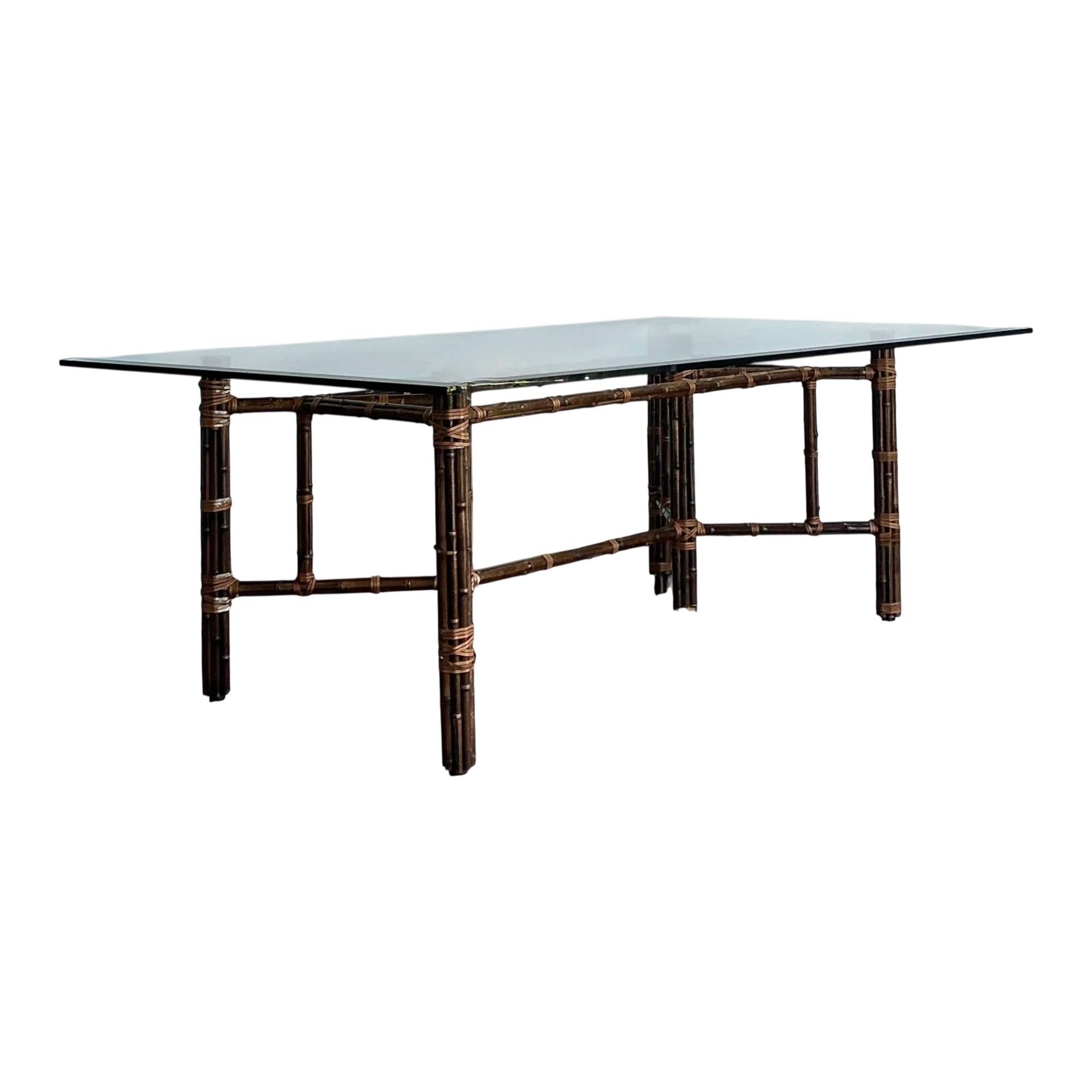 Vintage McGuire Rattan and Glass Dining Table
