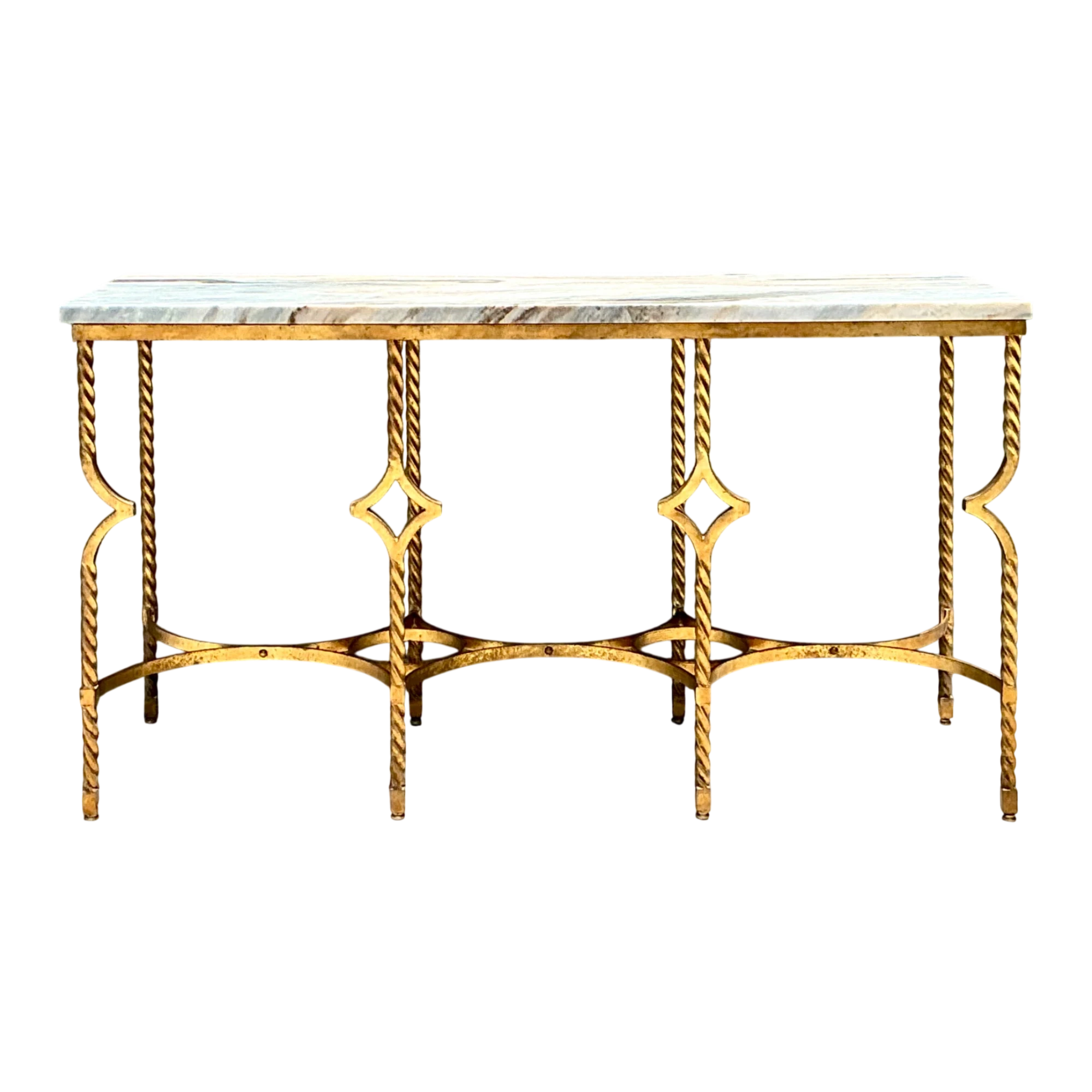 Vintage Twisted Iron and Marble Console Table — additional photo 1