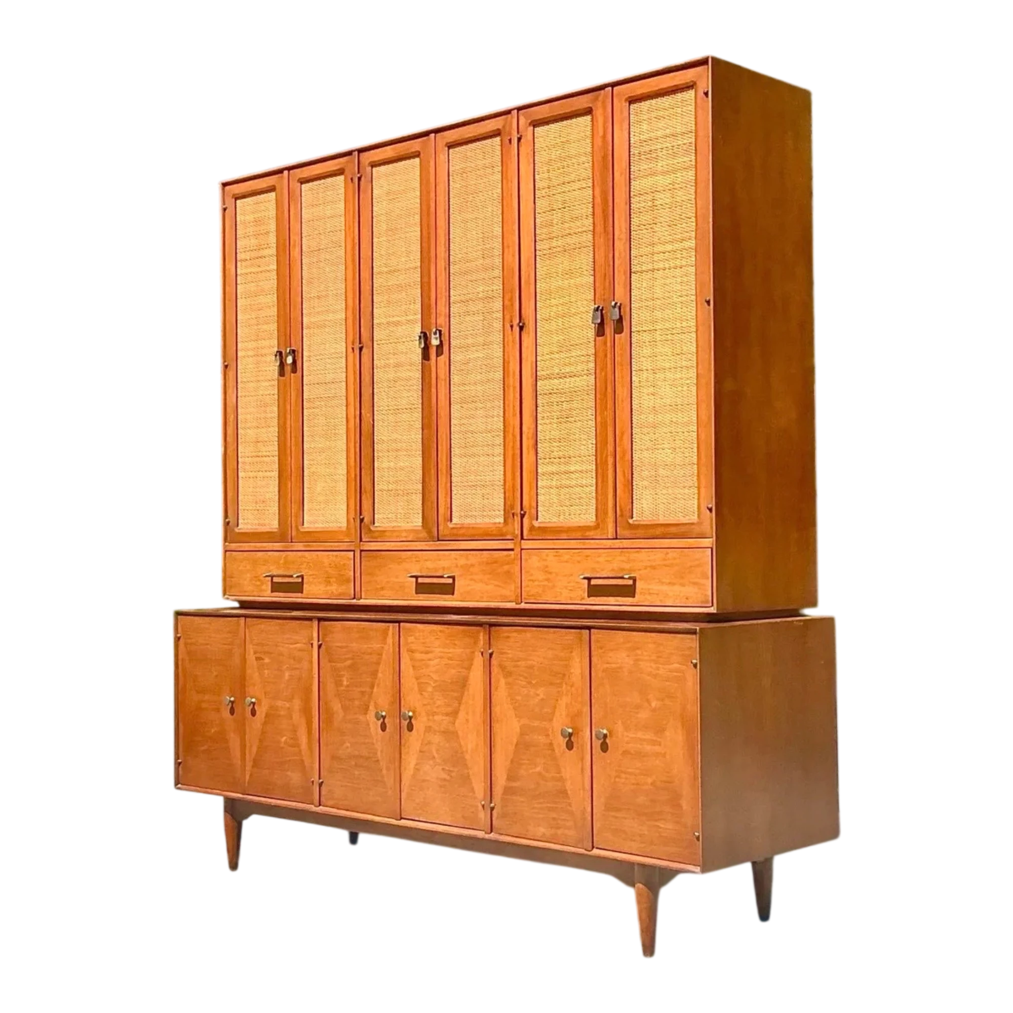 Vintage MCM Ramseur Seagrass China Cabinet