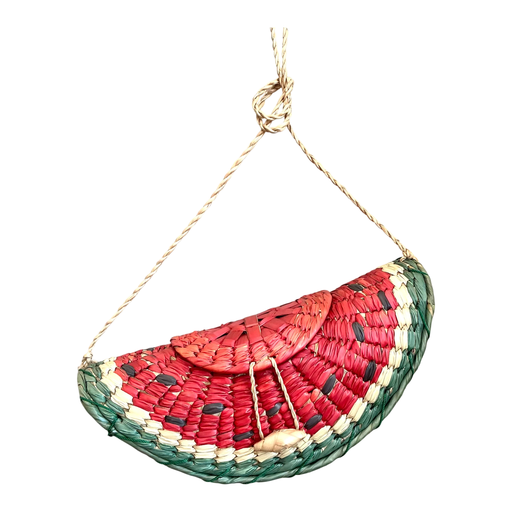 Vintage Woven Rattan Watermelon Bag - Detail view