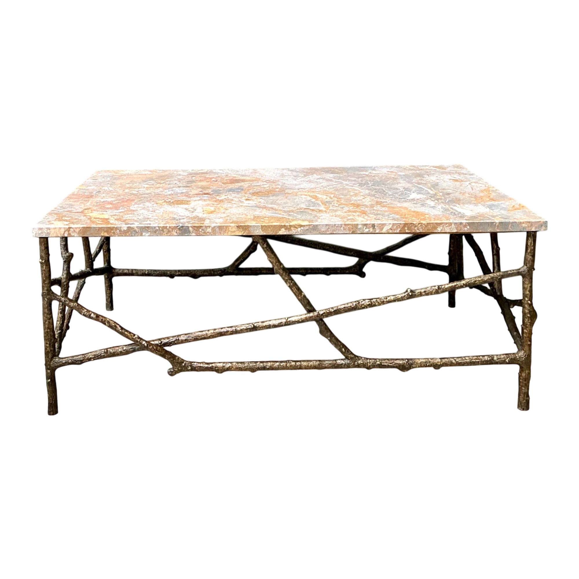 Vintage Faux Bois Marble Top Coffee Table — additional photo 1