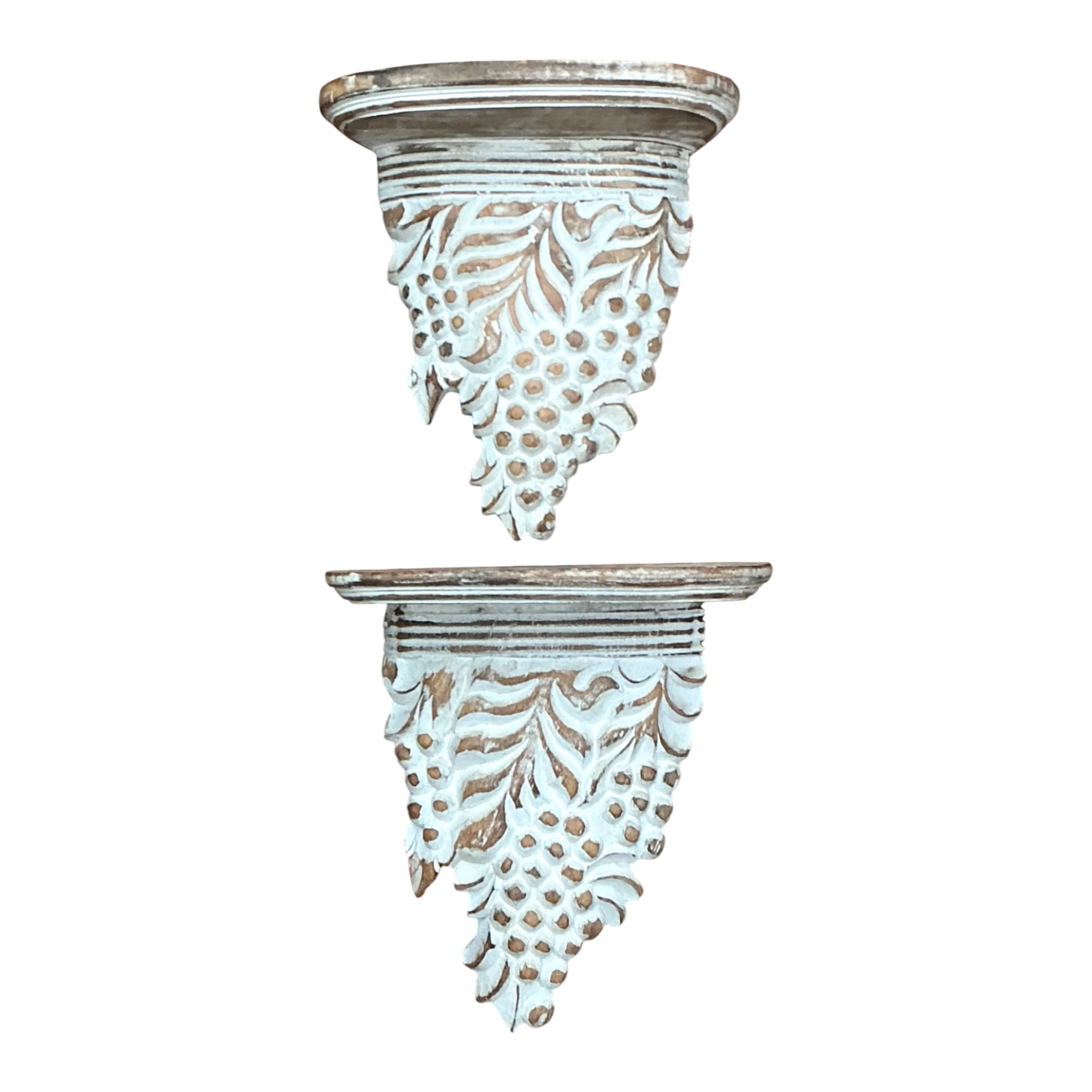 Vintage Carved Wood Grape Wall Brackets - Pair — additional photo 1