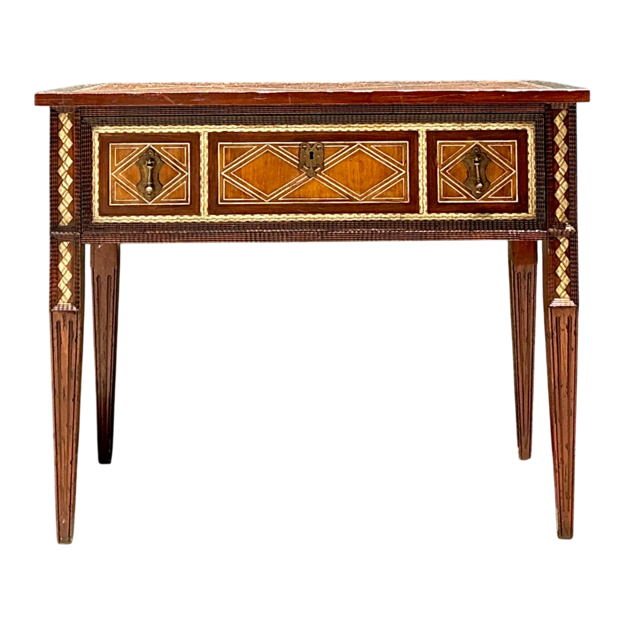 Vintage Alphonse Marina Carved Wood Console Table with Bone Inlay — additional photo 1