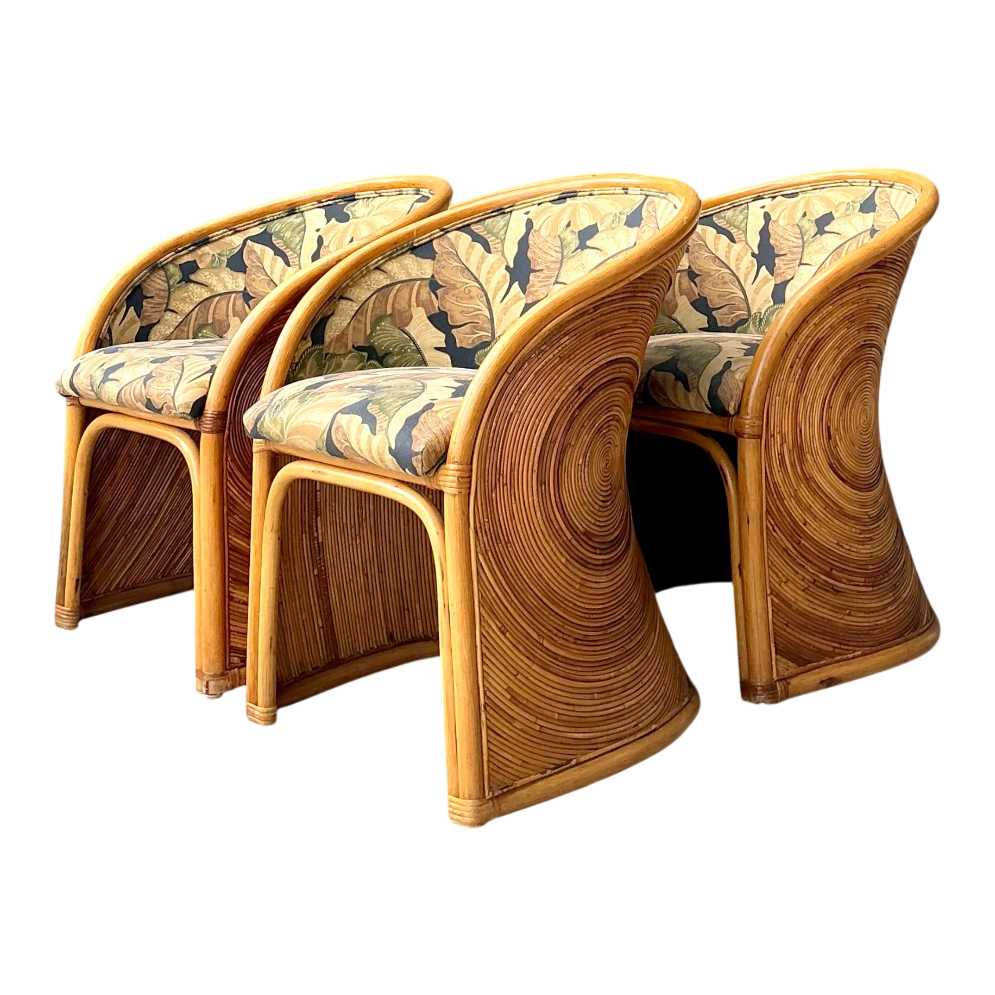 Vintage Pencil Reed Sunburst Dining Chairs — additional photo 1