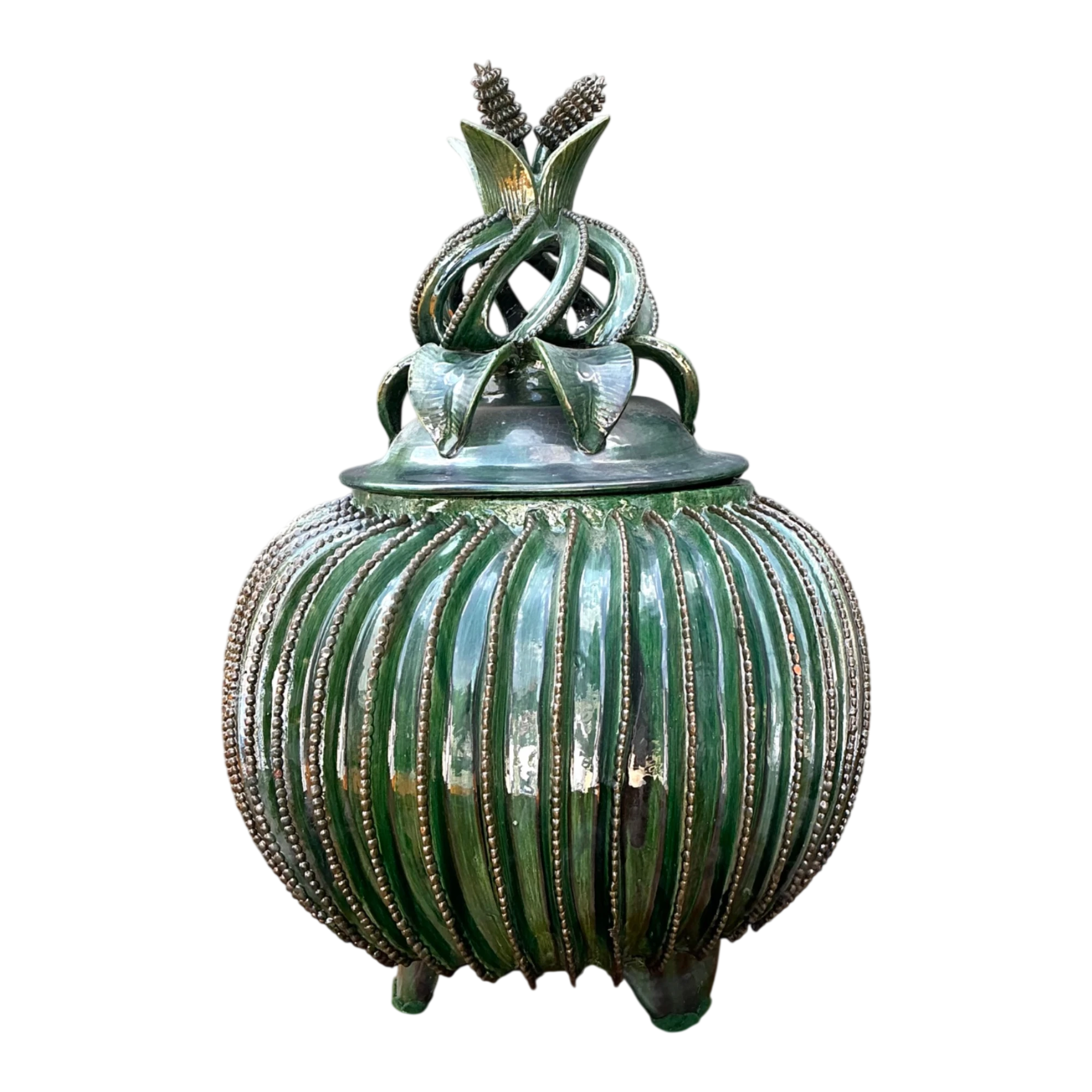 Vintage Hilario Alejo Madrigal Glazed Terracotta Pineapple Jar — additional photo 1