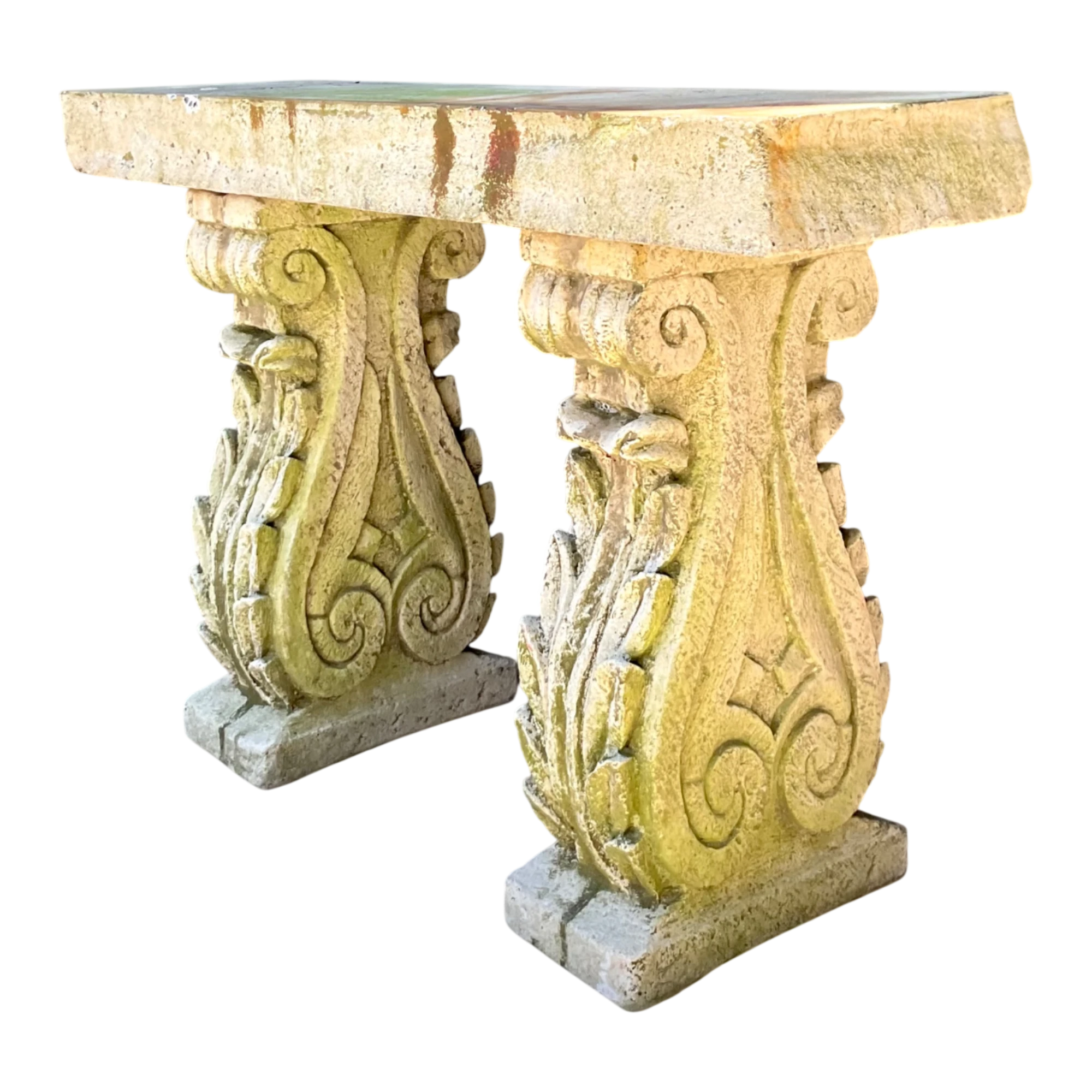 Vintage Ornate Cement Console Table - Detail view