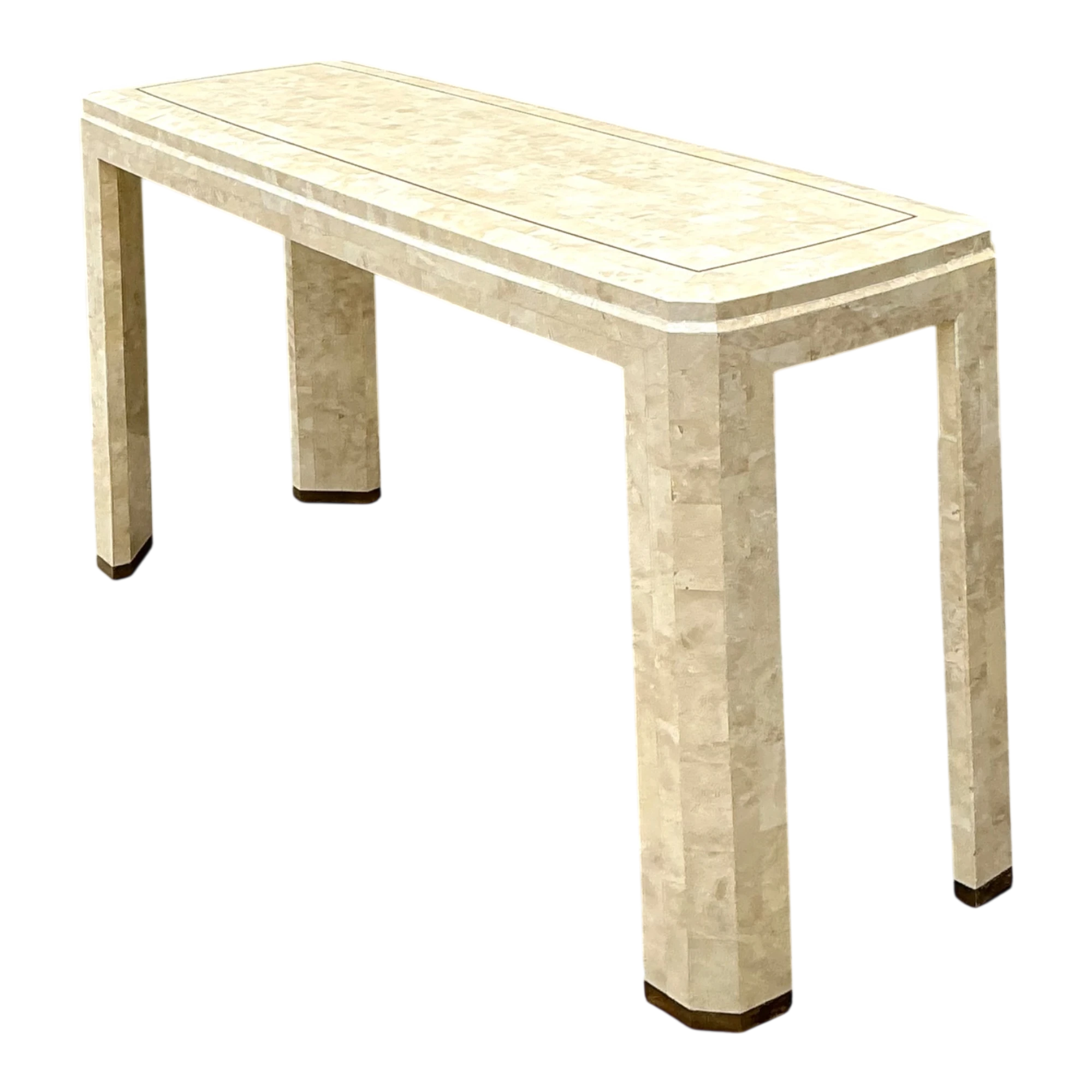 Vintage Tessellated Stone Console Table With Brass Inlay — additional photo 1