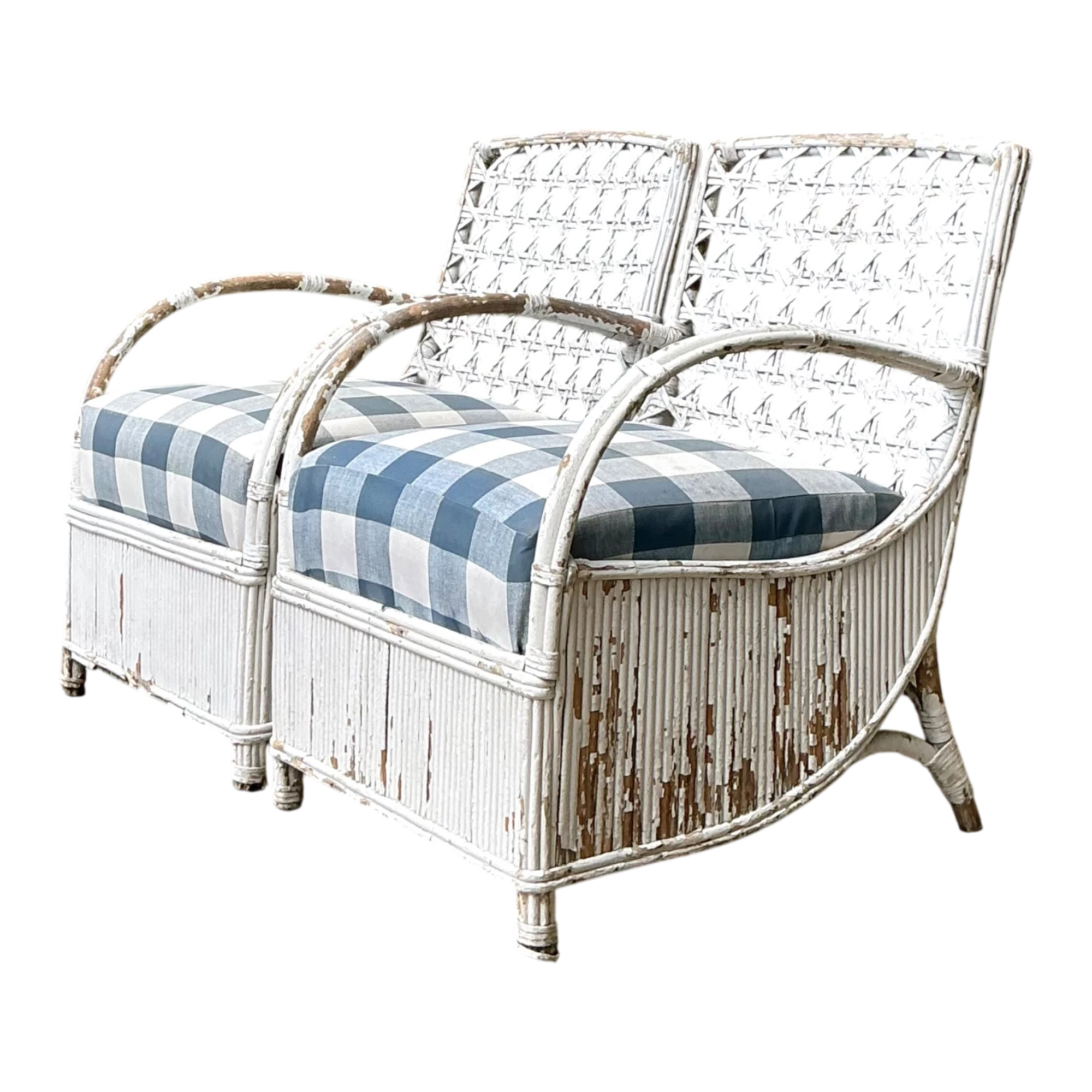 Vintage White Rattan Lounge Chairs - A Pair — additional photo 1