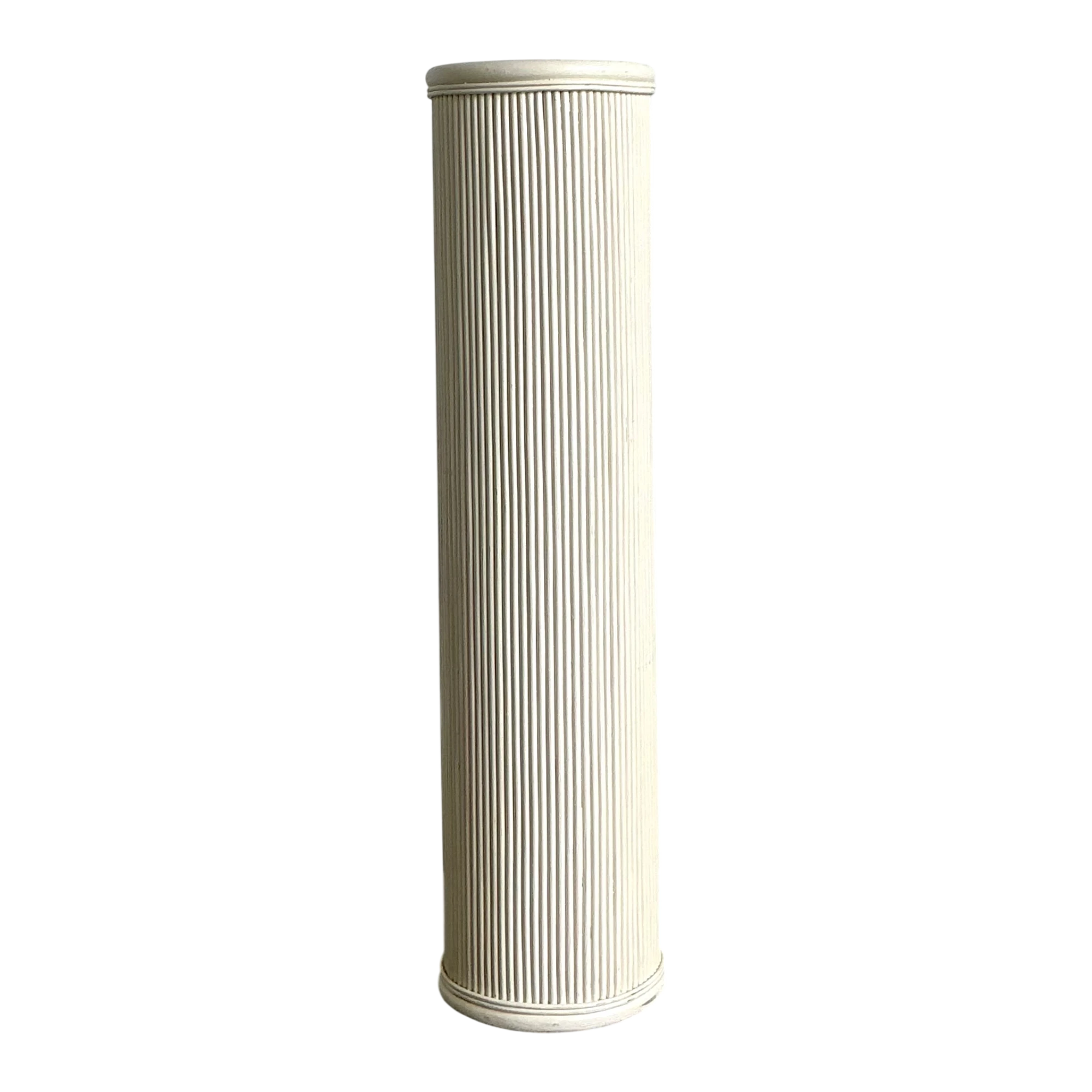 Vintage White Painted Rattan Pedestal — additional photo 1