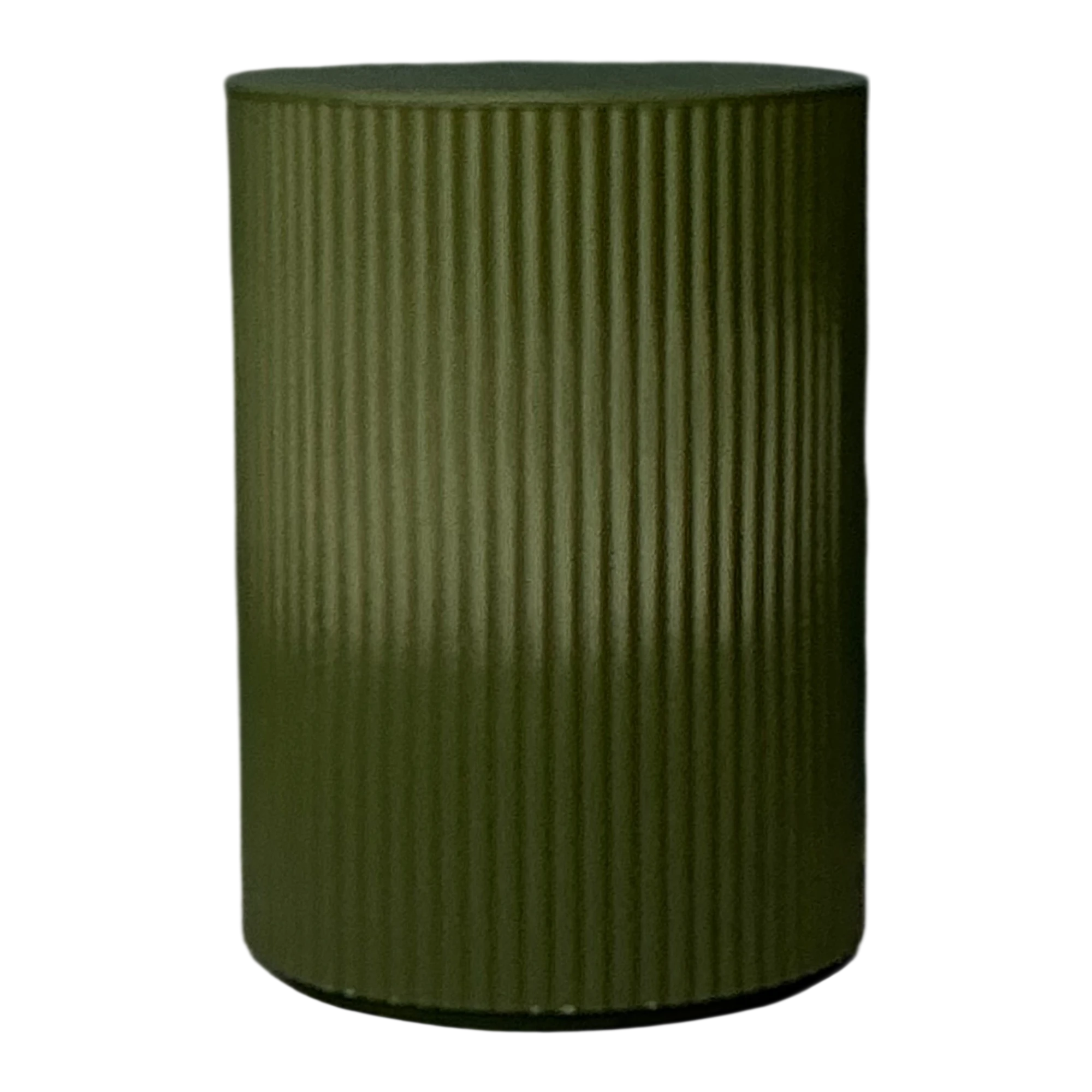 Vintage Green Lacquered Drum Side Storage Table - Detail view
