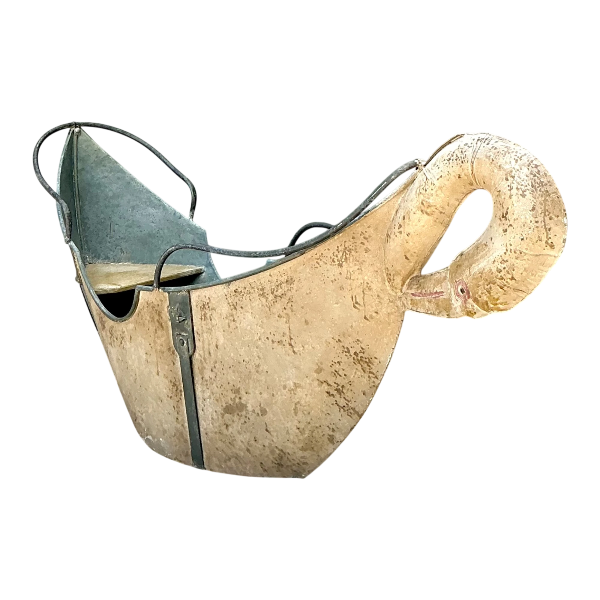 Vintage Distressed Metal Carousel Swan — additional photo 1