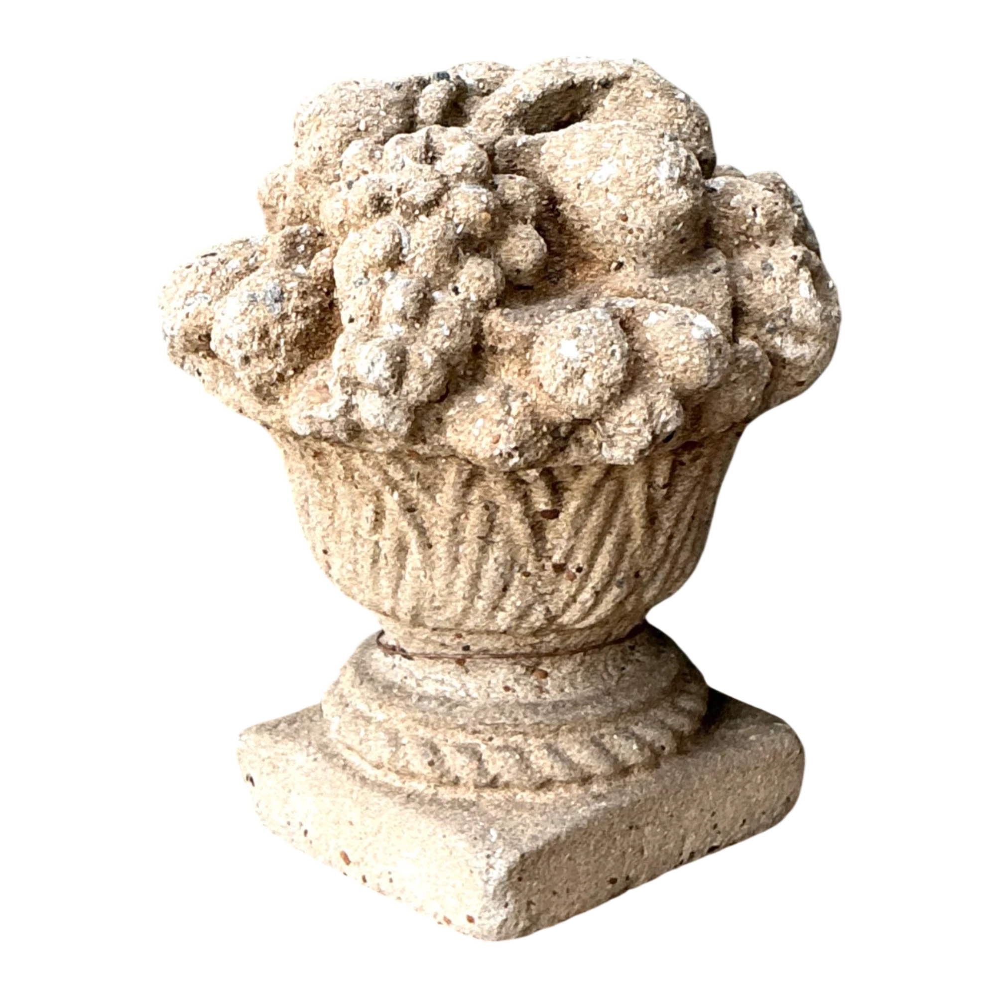 Vintage Concrete Fruit Basket Sculpture - Detail view