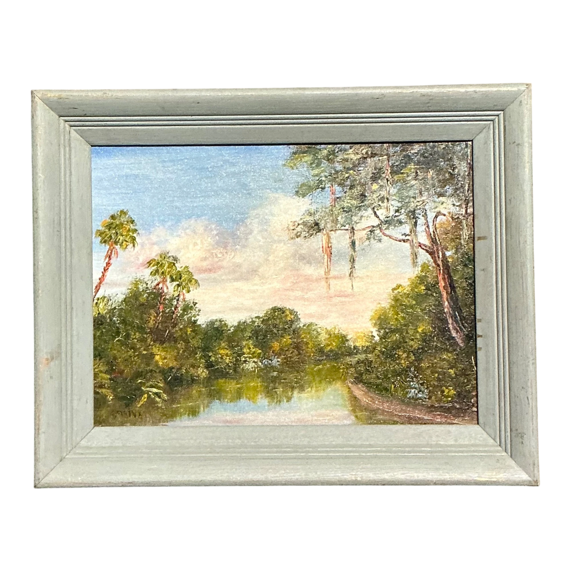 Vintage Landscape Oil Painting on Board — additional photo 1