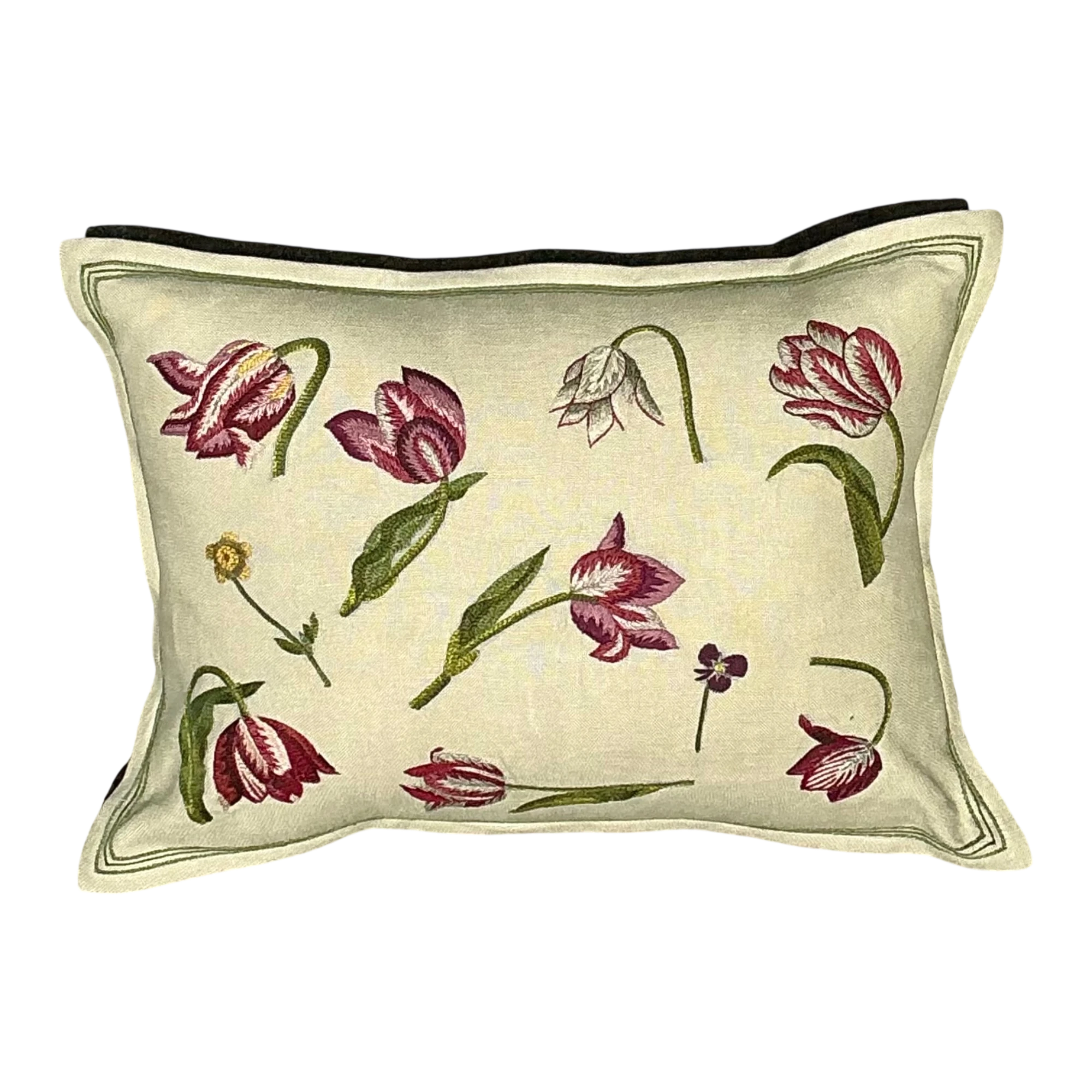 Vintage Chelsea Textile London Floral Embroidered Fabric Pillow — additional photo 1