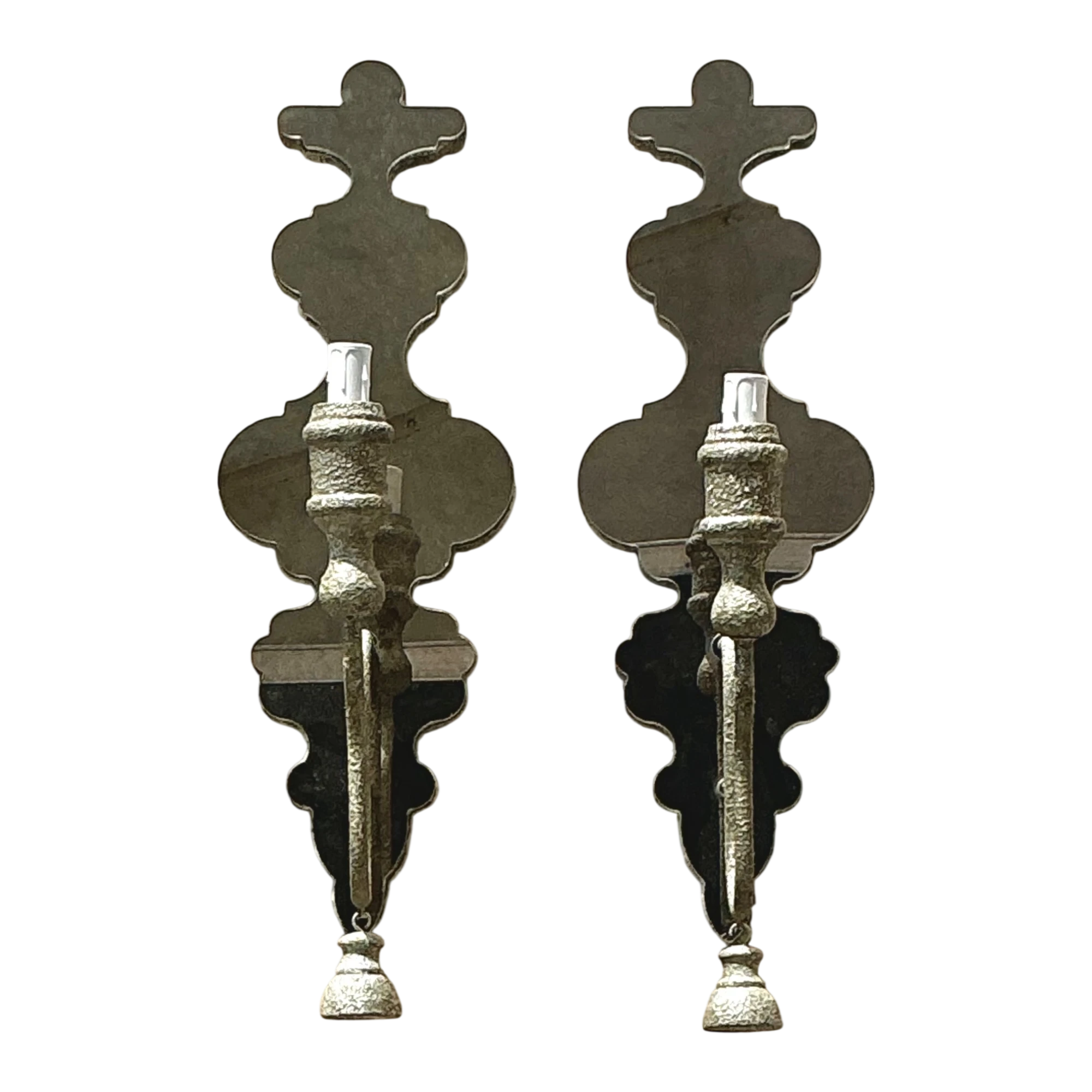 Vintage Mirrored Glass Sconces - Pair
